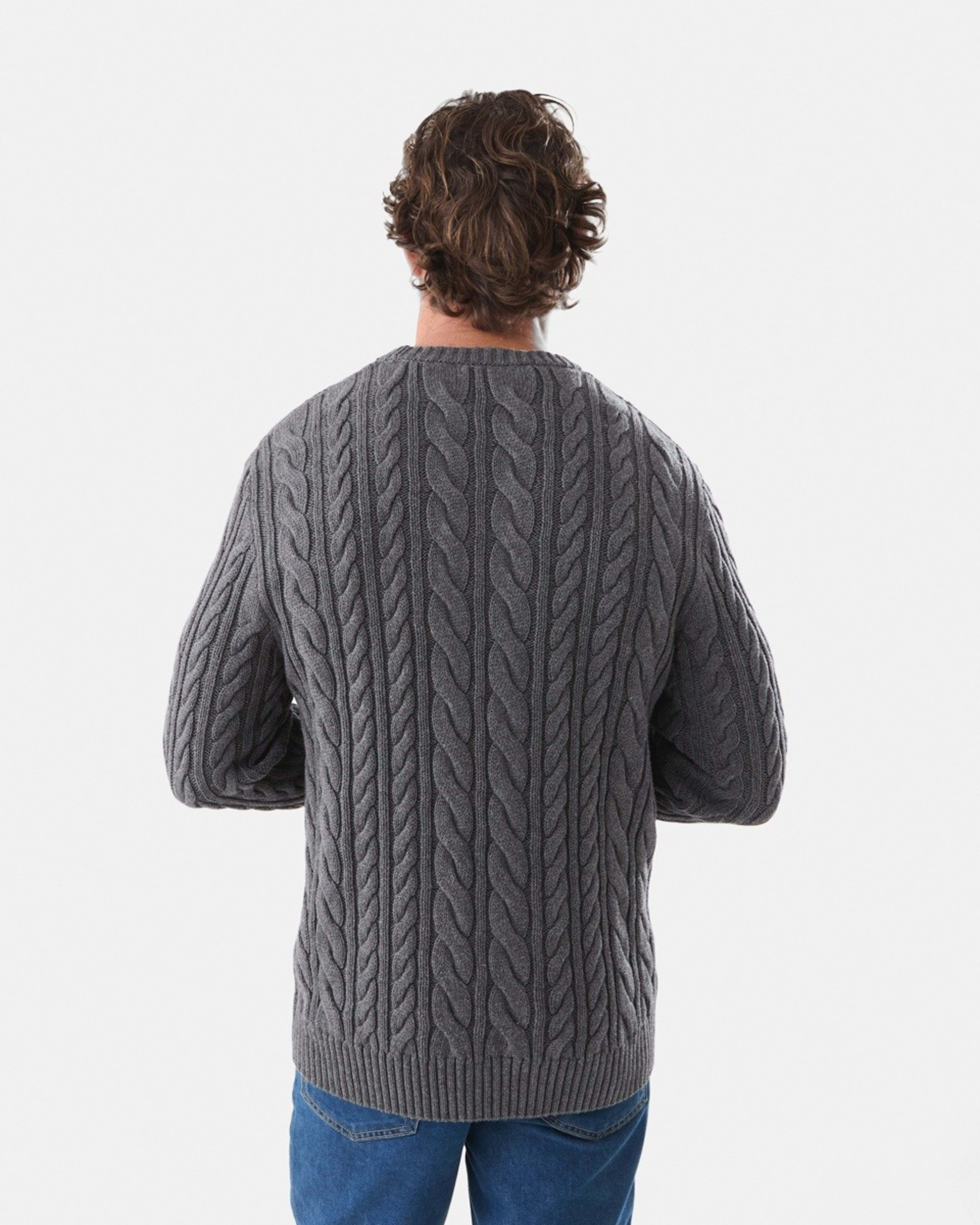 3 Cable Knit Jumper Charcoal Marle, 3 of 5