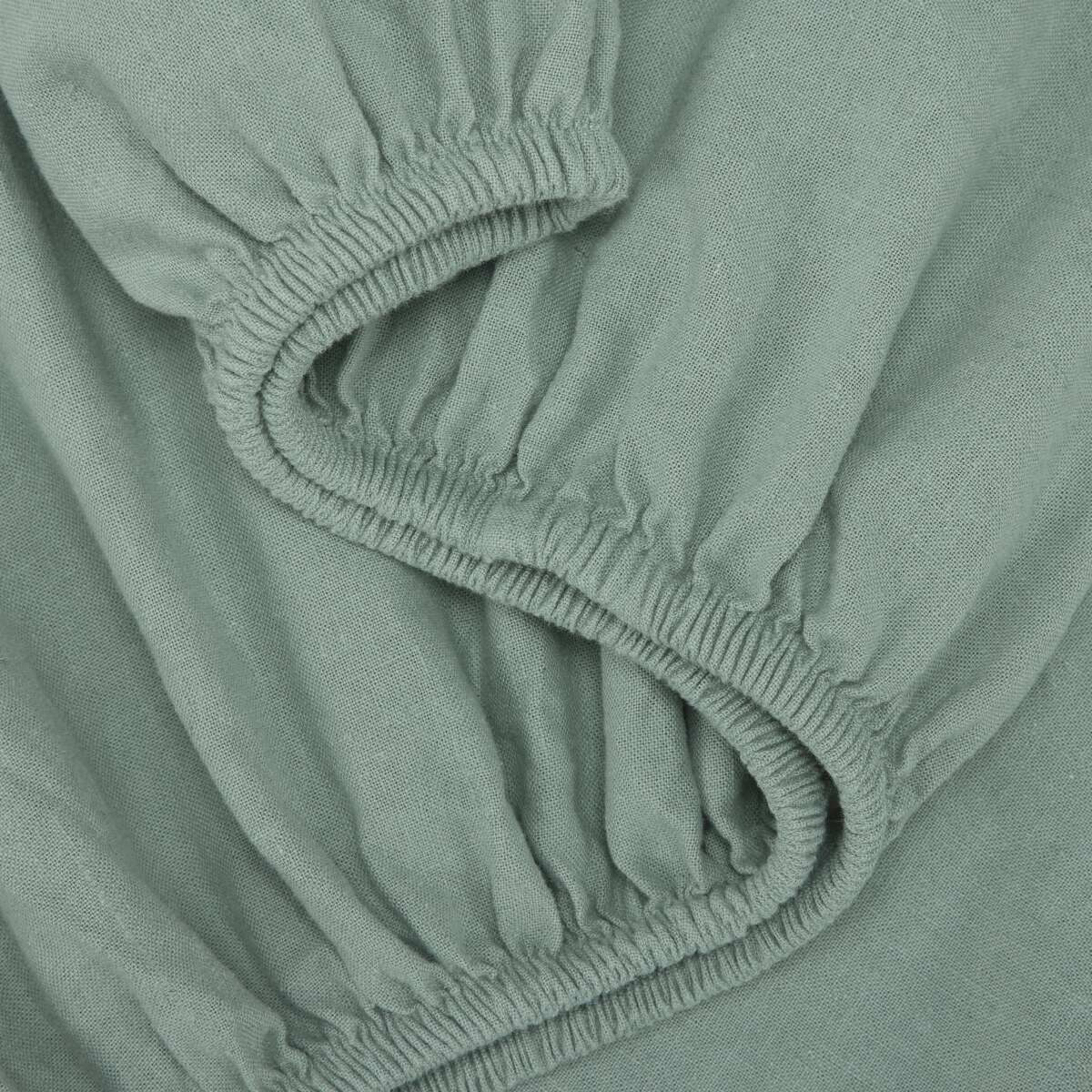3 Cotton Linen Sheet Set - King Bed, Sage, 3 of 7