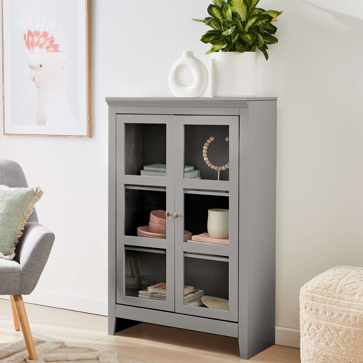Hamptons Short Cabinet - Grey - Kmart
