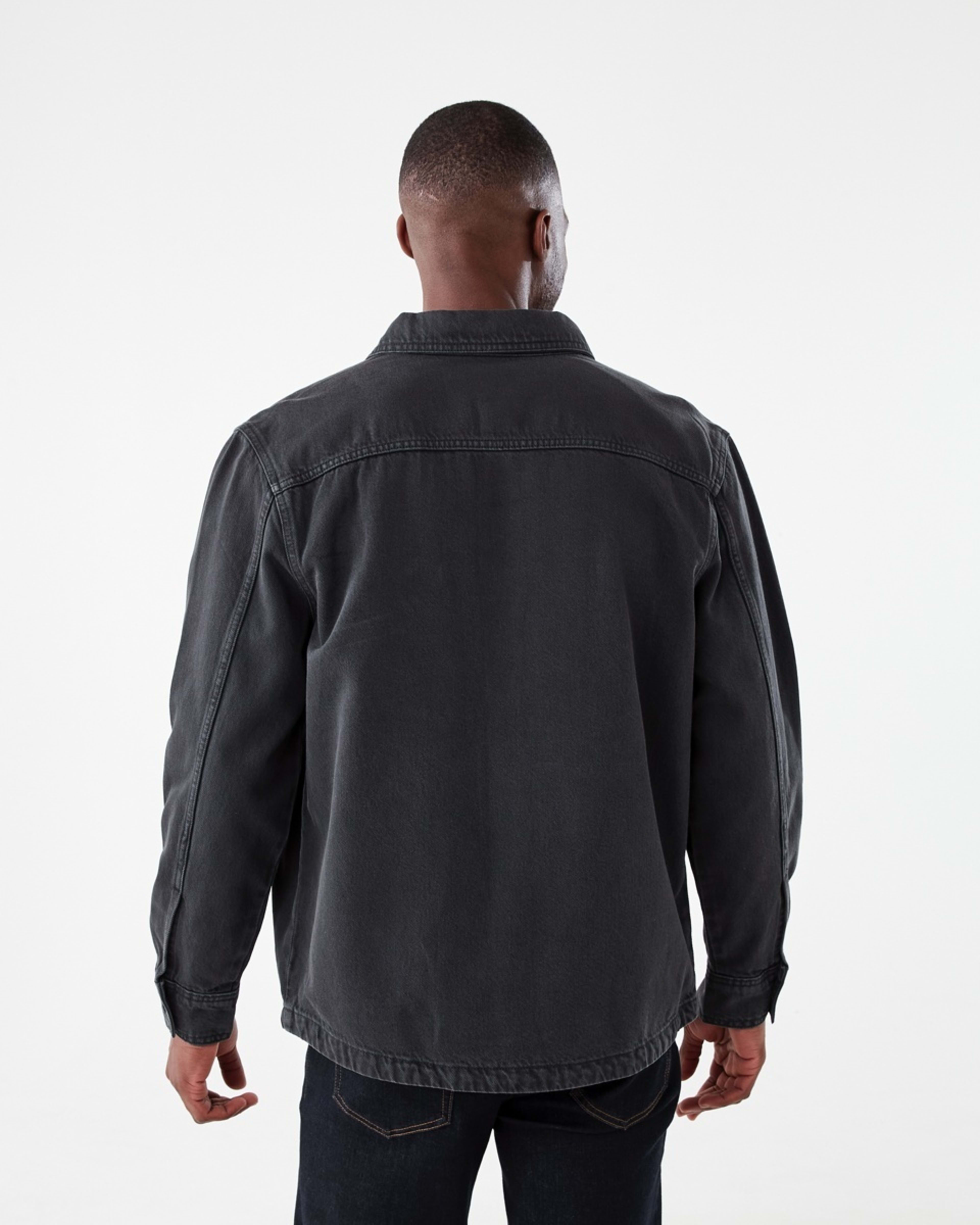 4 Long Sleeve Denim Overshirt WASHED BLACK, 4 of 7