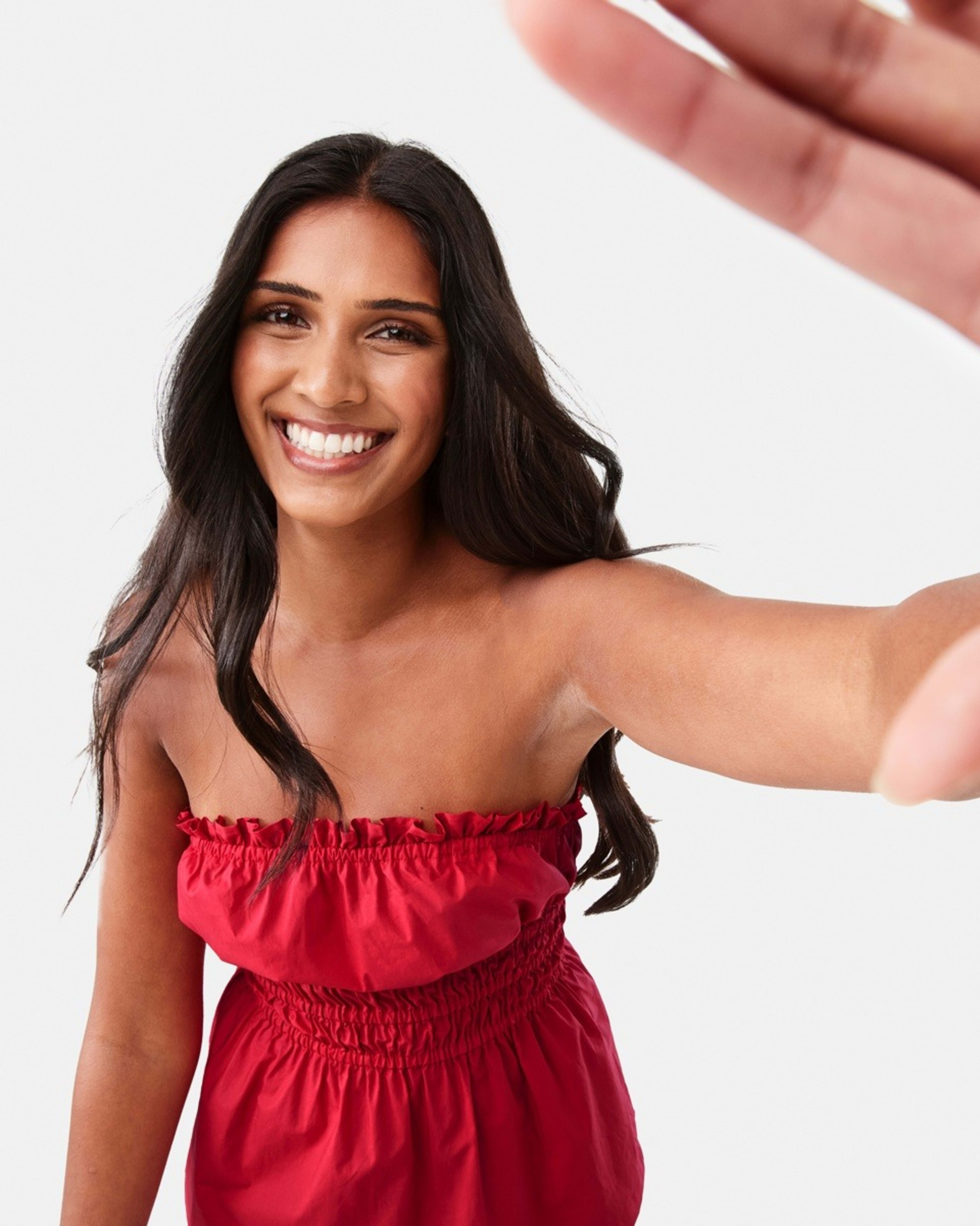 7 Strapless Ruched Top Strawberry, 7 of 8