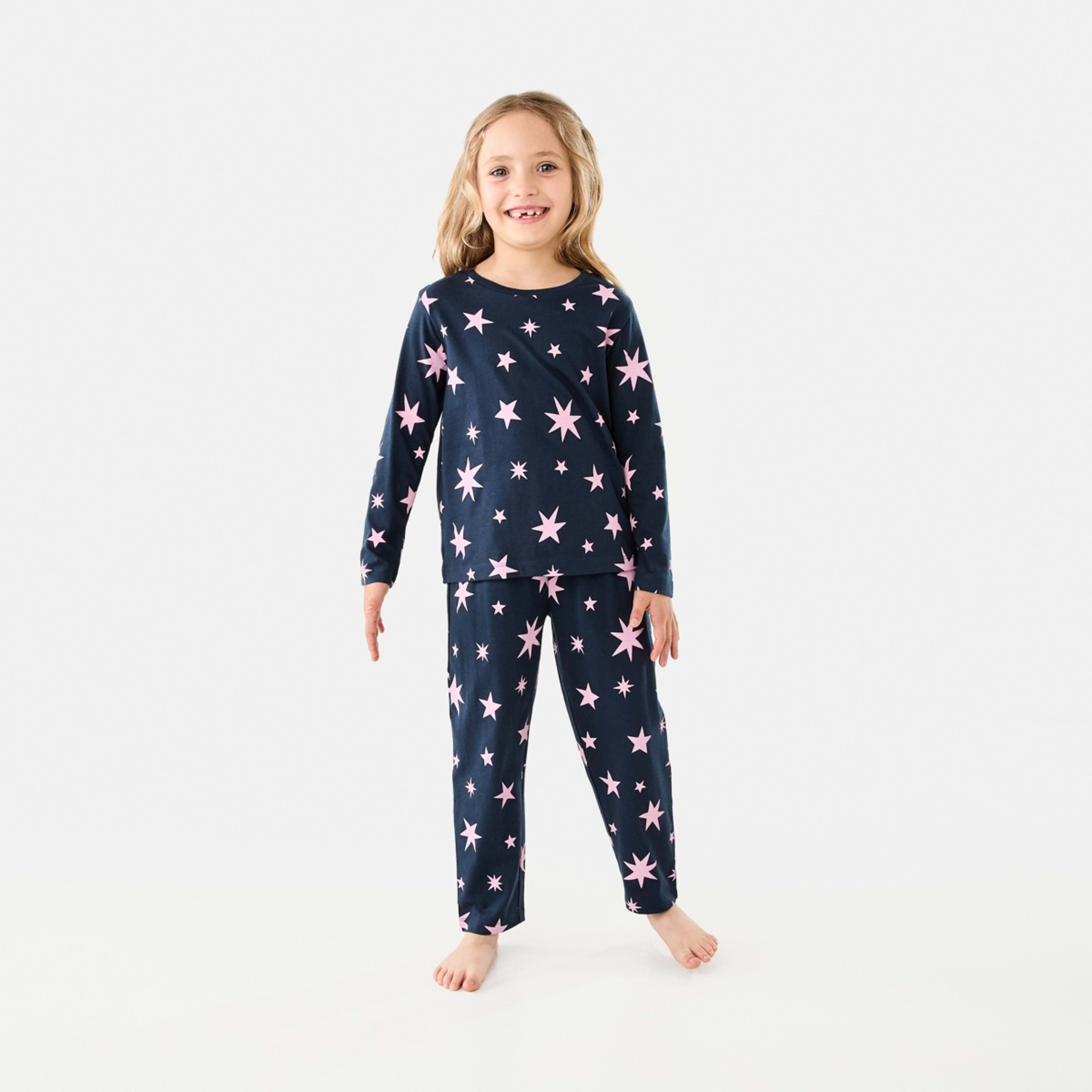 1 Knit Pyjama Set Navy Stars, 1 of 8