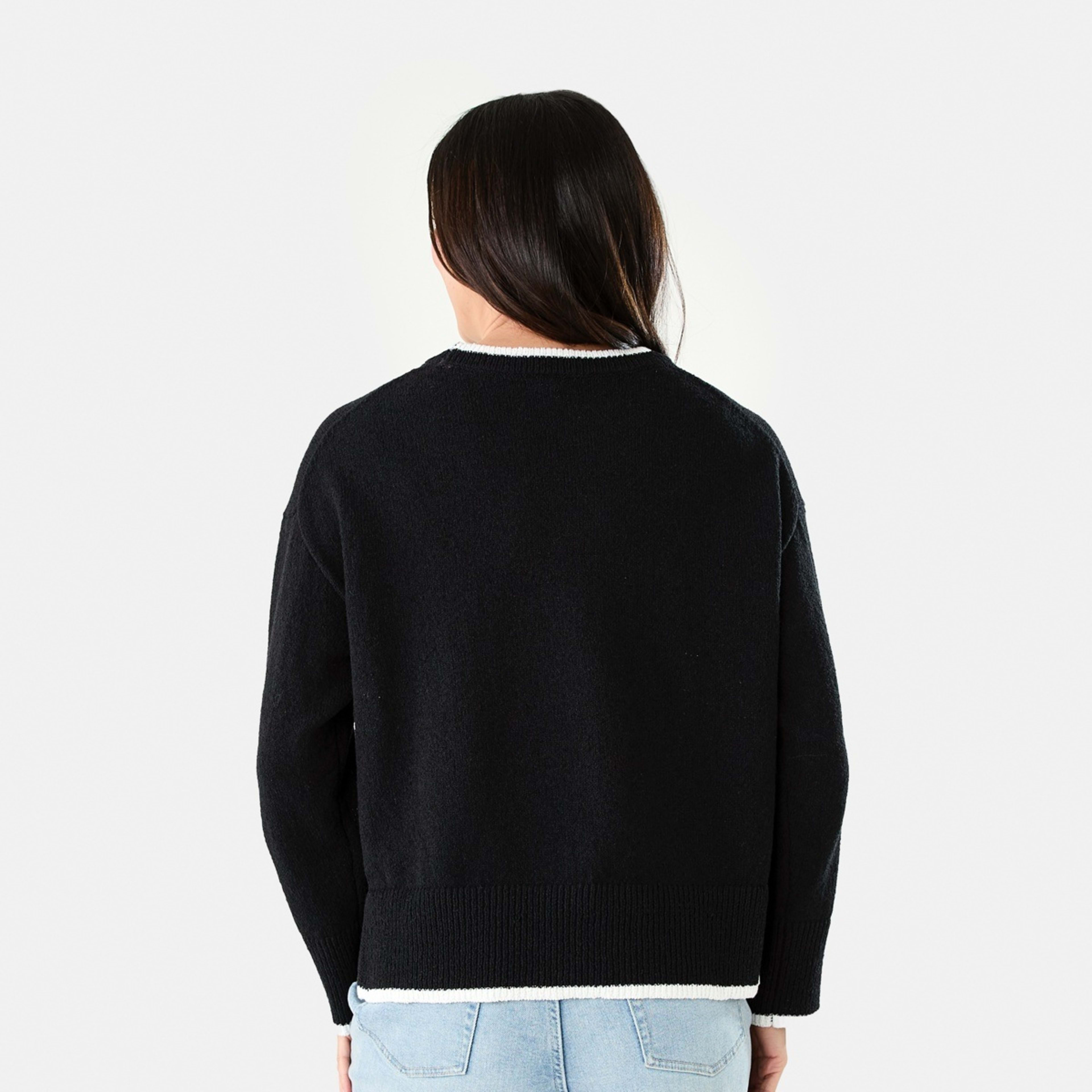 3 Contrast Crew Jumper Black, 3 of 7