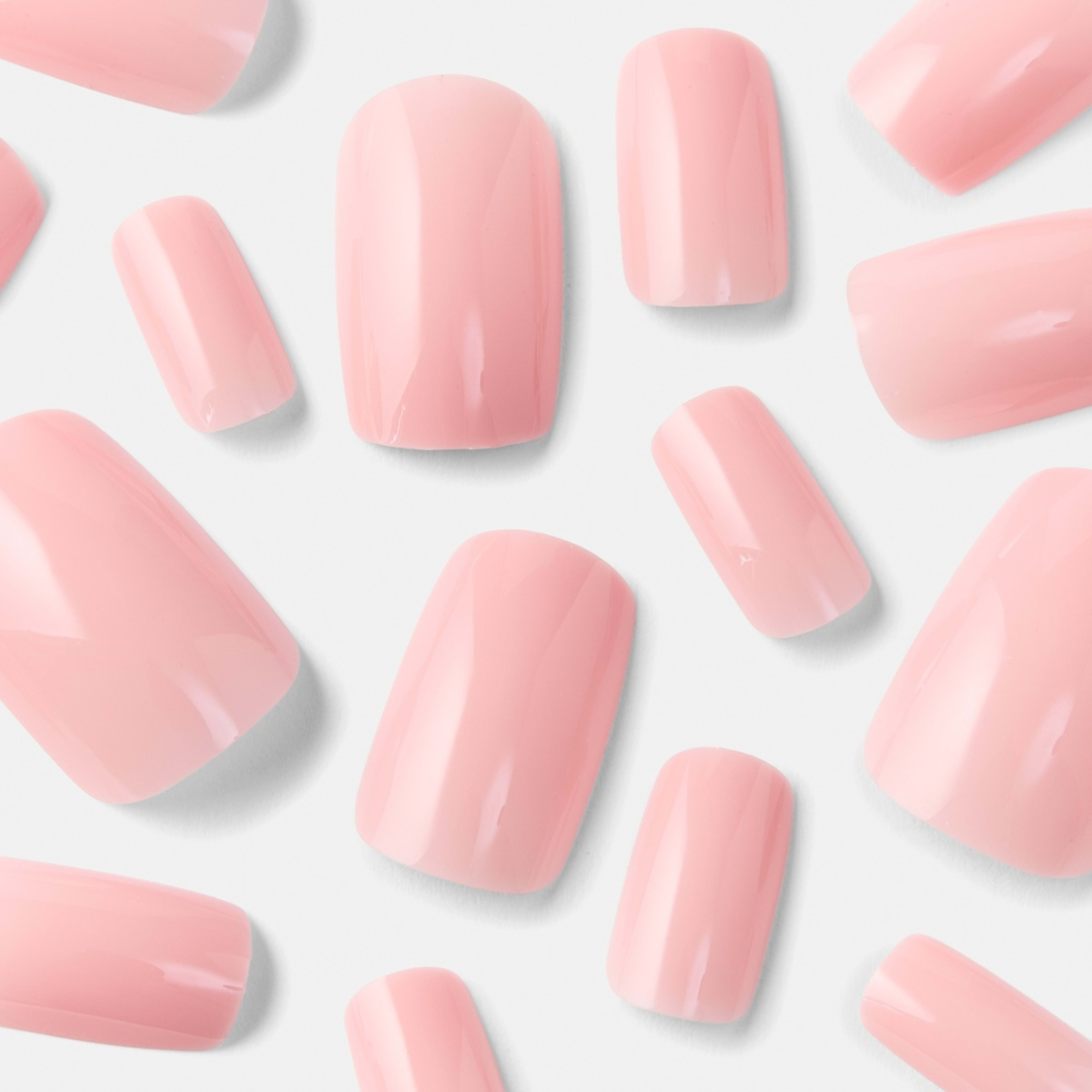 4 OXX Cosmetics 24 Pack Artificial Nails with Adhesive - Medium Square Shape, Nude Pink, 4 of 5
