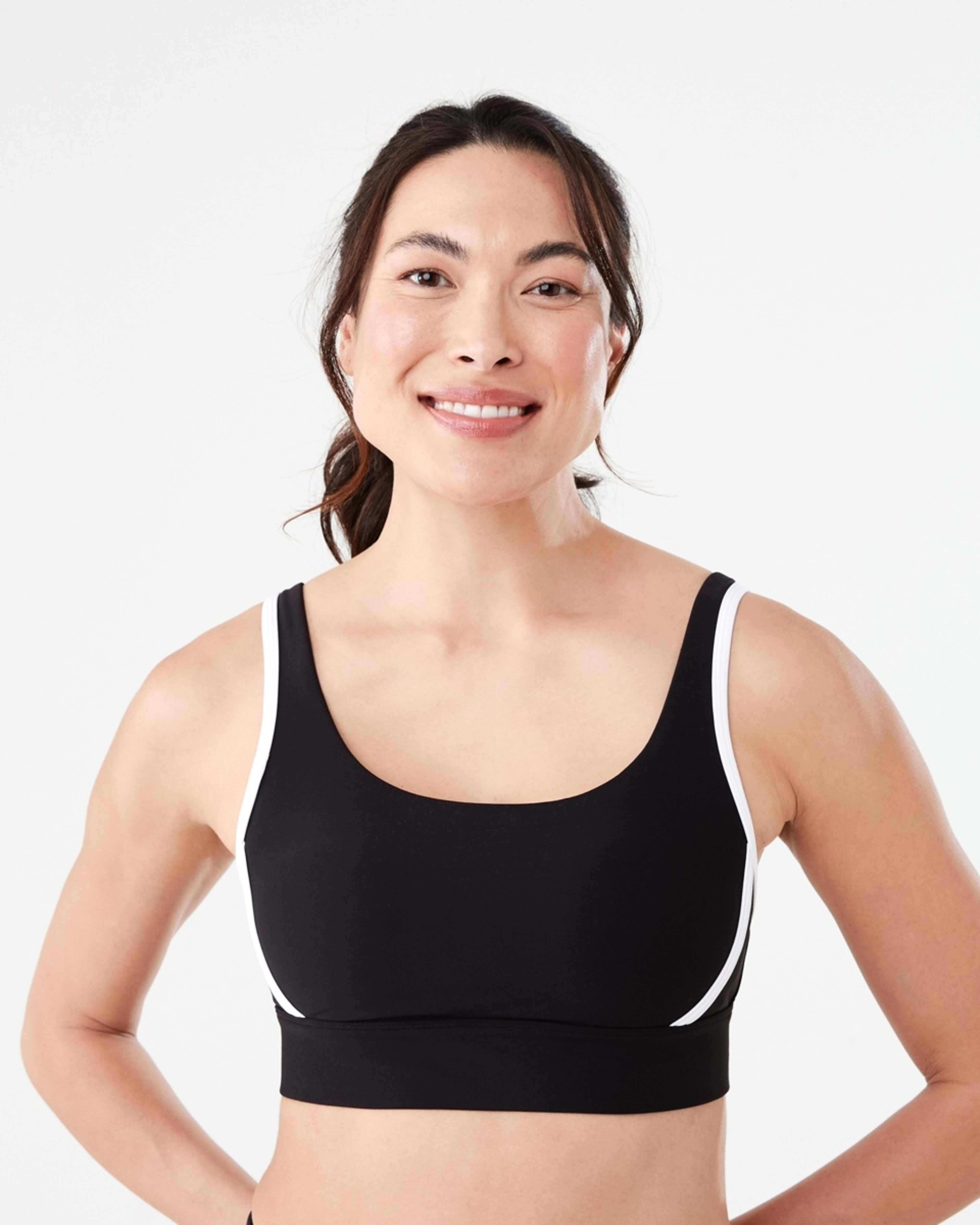 1 Sports Seamfree Crop Top BLACK, WHITE, 1 of 5