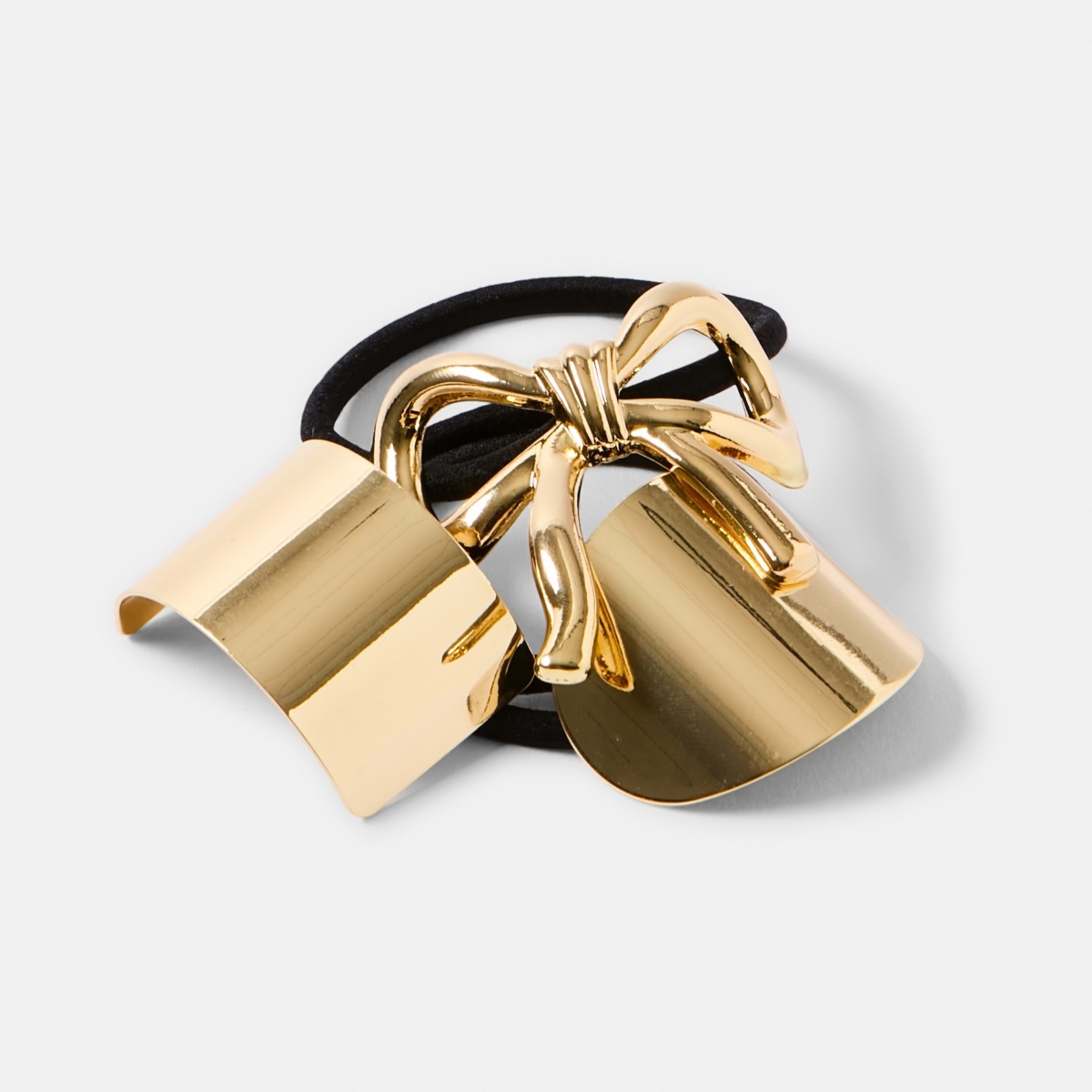 3 3 Pack Metal Hair Ties - Gold Tone and Black, 3 of 5
