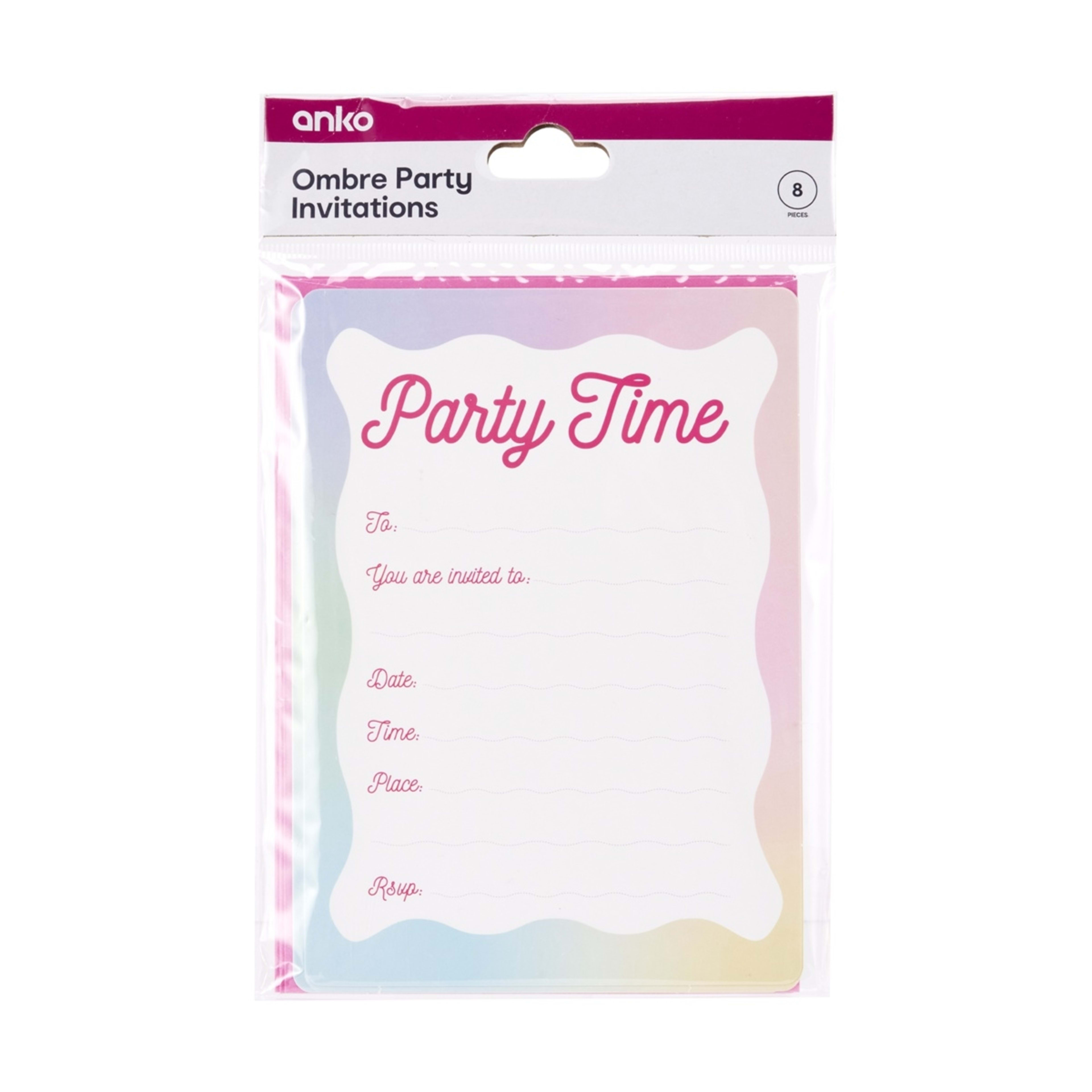 3 8 Pack Ombre Party Invitations, 3 of 3