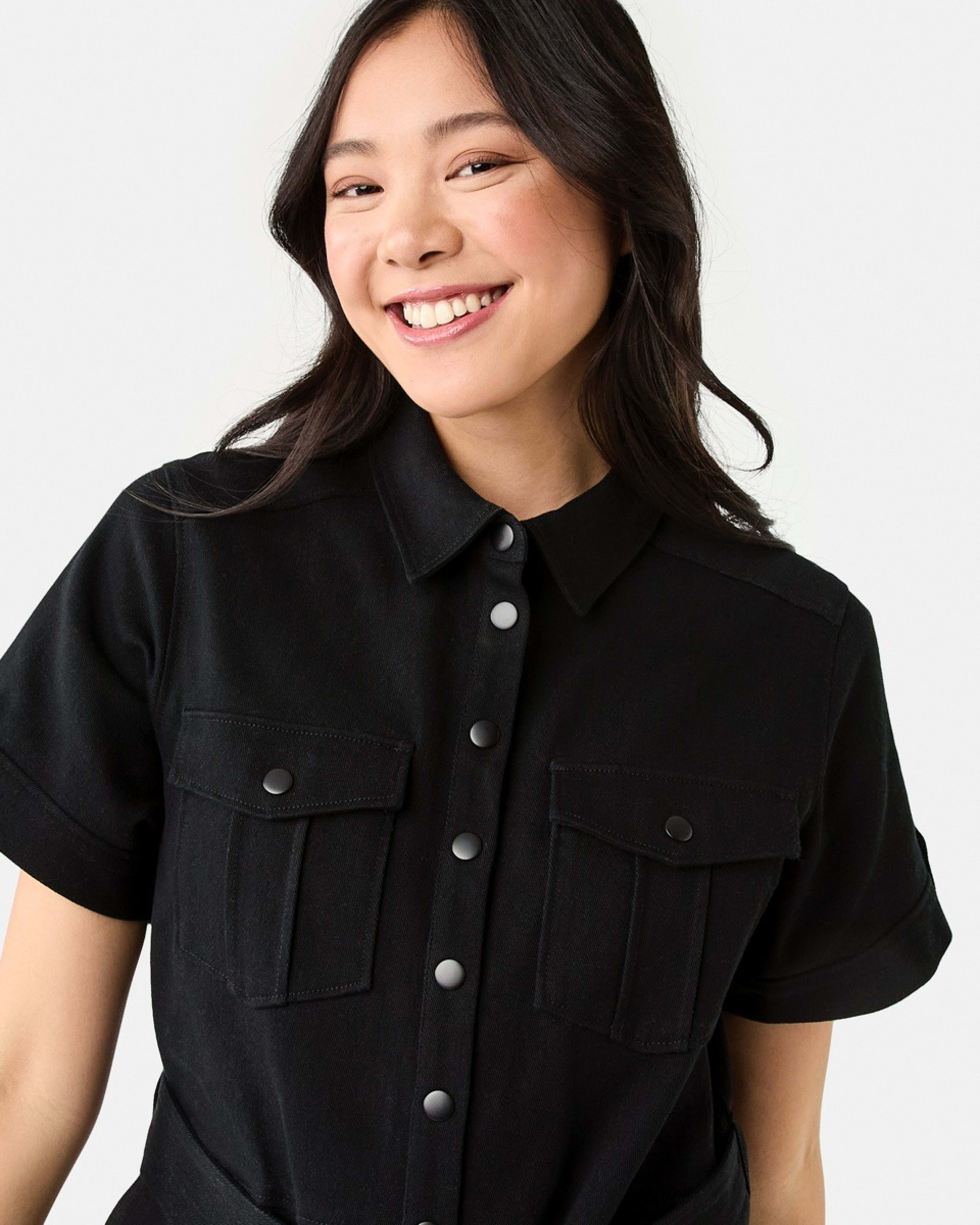 5 Short Sleeve Belted Playsuit BLACK, 5 of 11