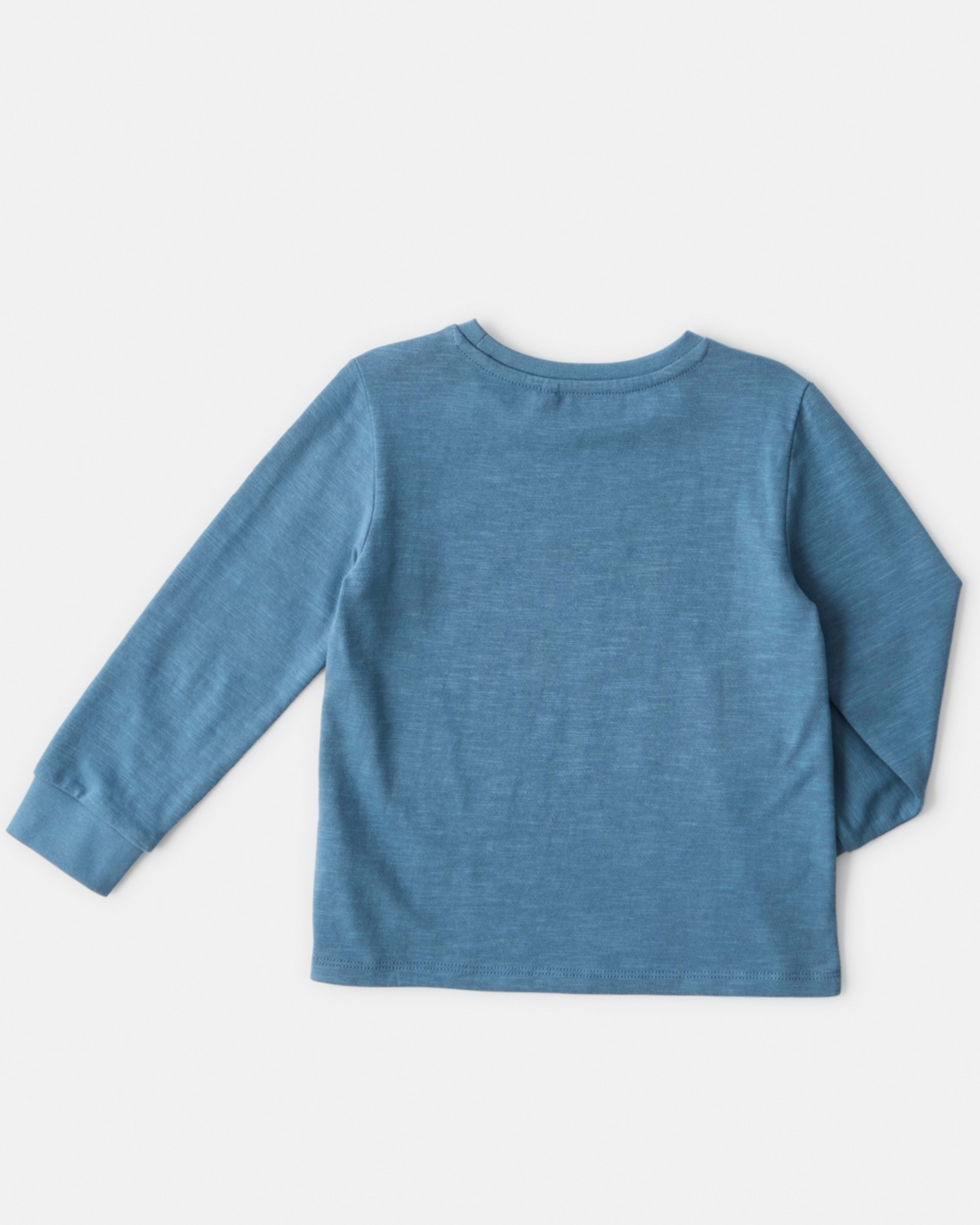 8 Long Sleeve Textured T-shirt Dino Embroidery Blue, 8 of 8