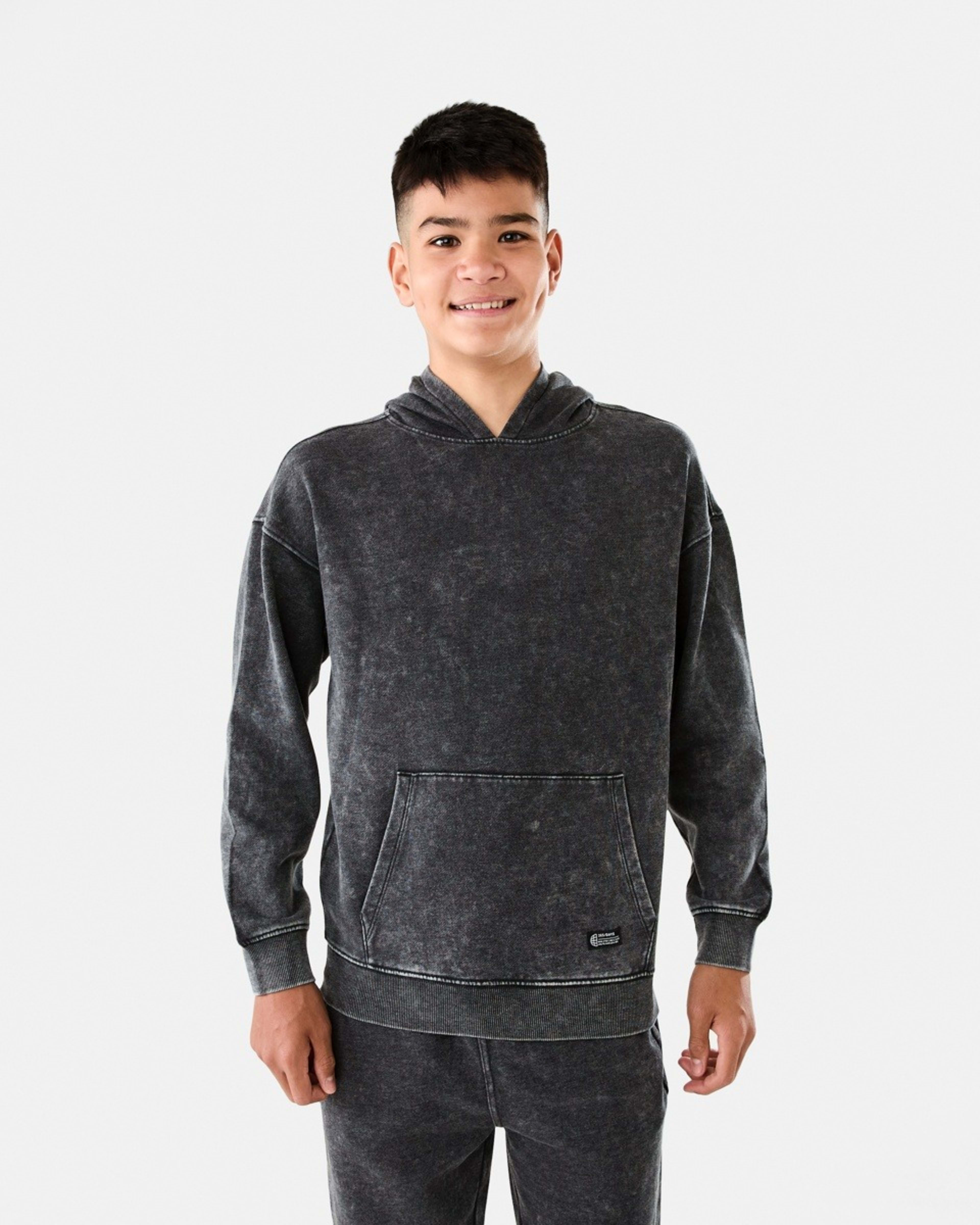 1 Oversized Washed Hoodie with Pocket Black