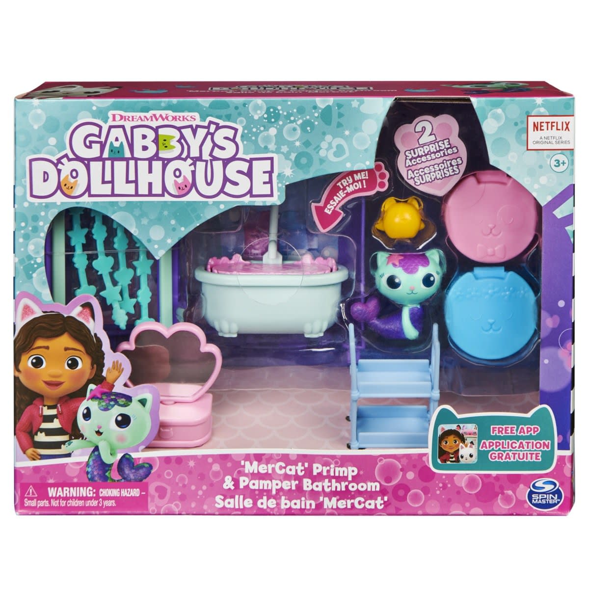 DreamWorks Gabby's Dollhouse MerCat Primp And Pamper Bathroom Set - Kmart