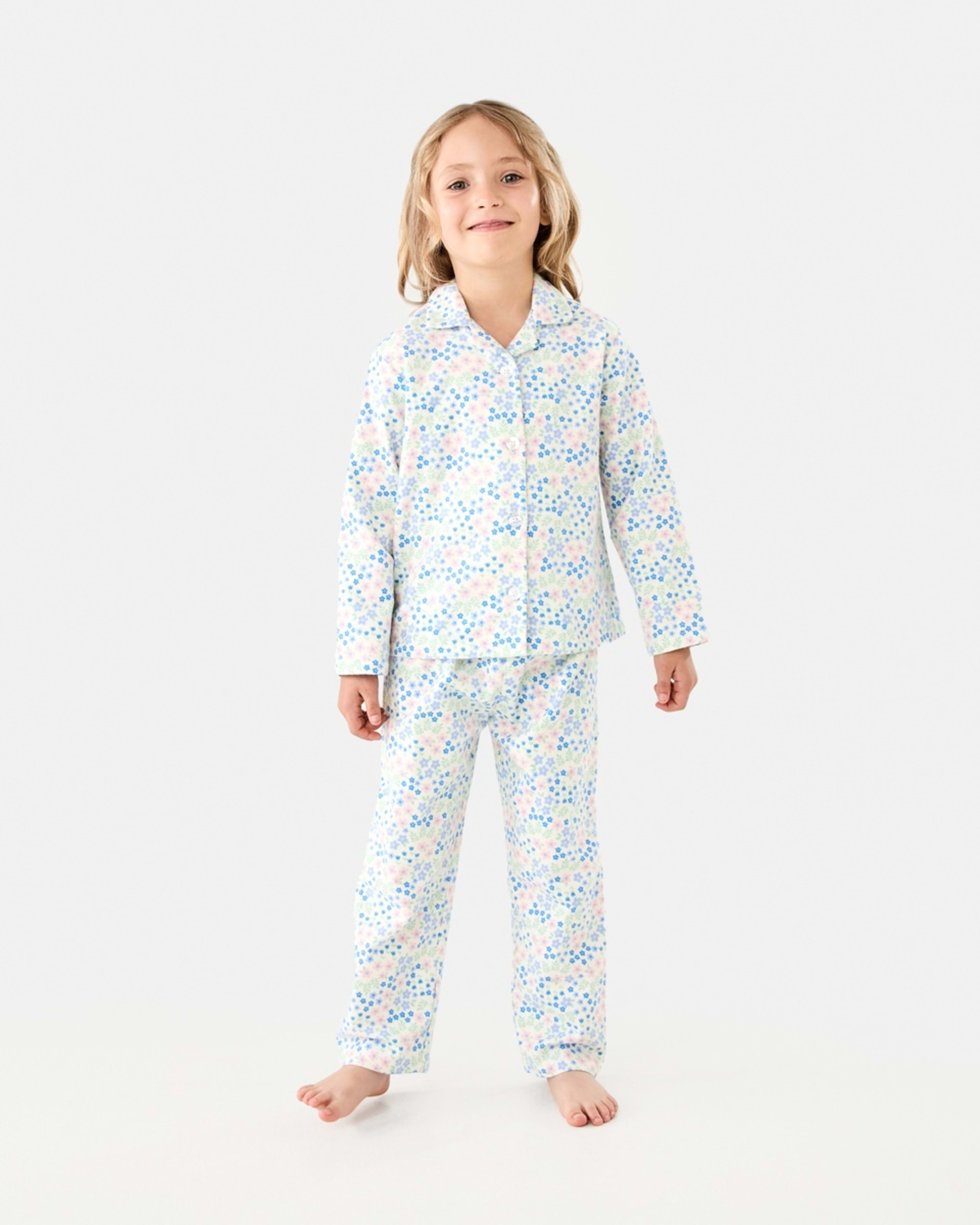 1 Flannelette Pyjama Set Wht Floral