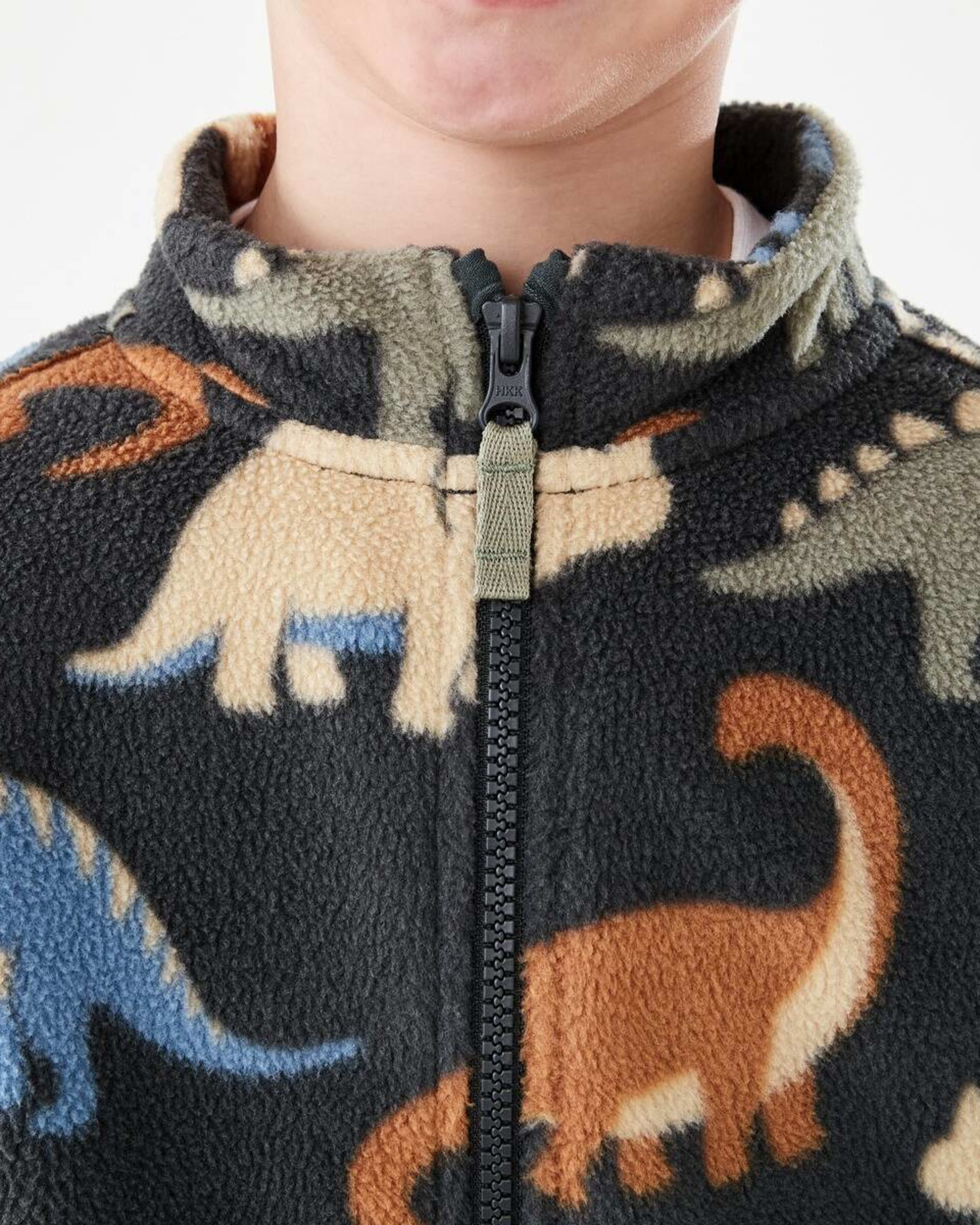 5 Fleece Zip Through Sweatshirt Gry Dino, 5 of 9