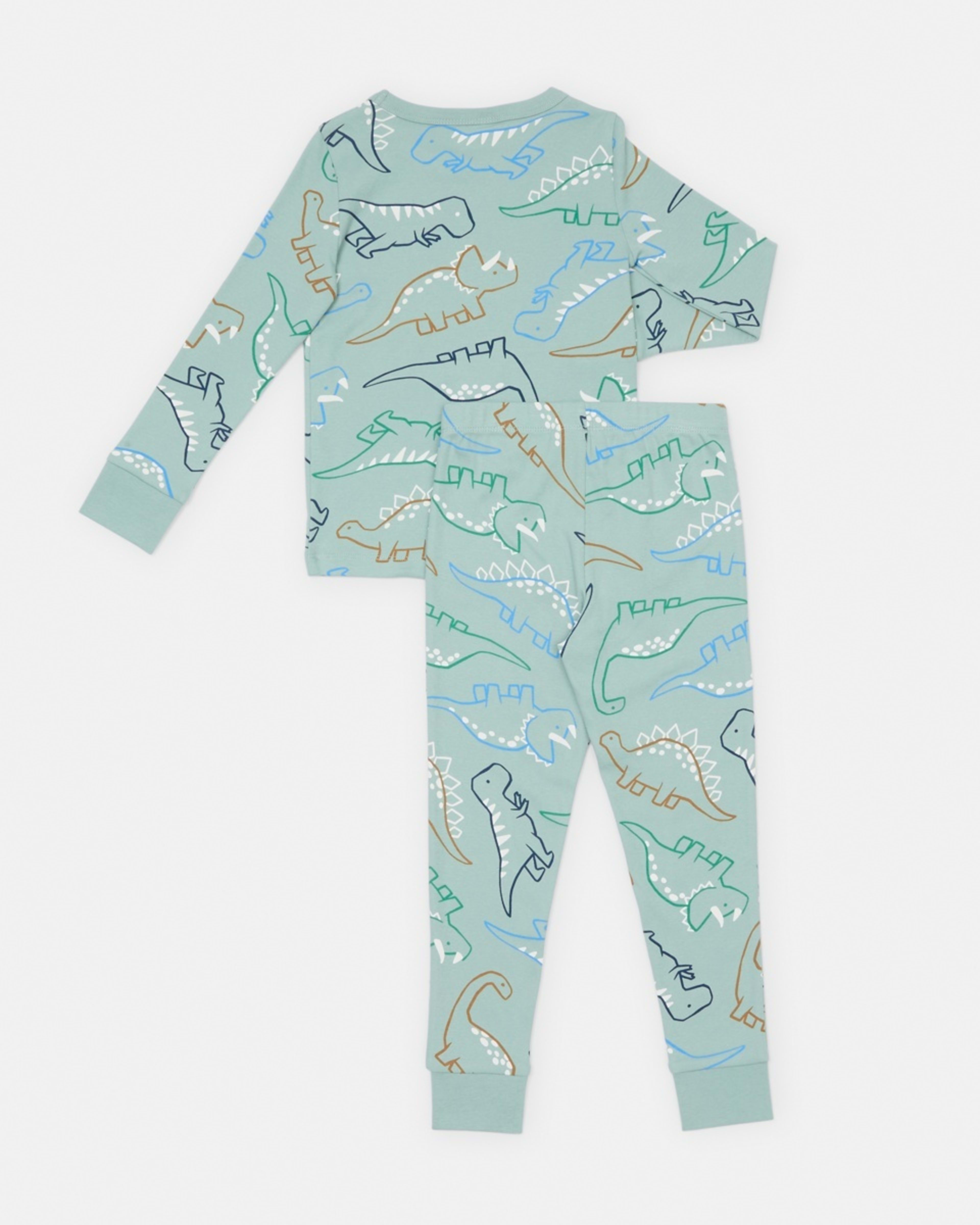 6 Rib Pyjama Set Blu Dino, 6 of 8
