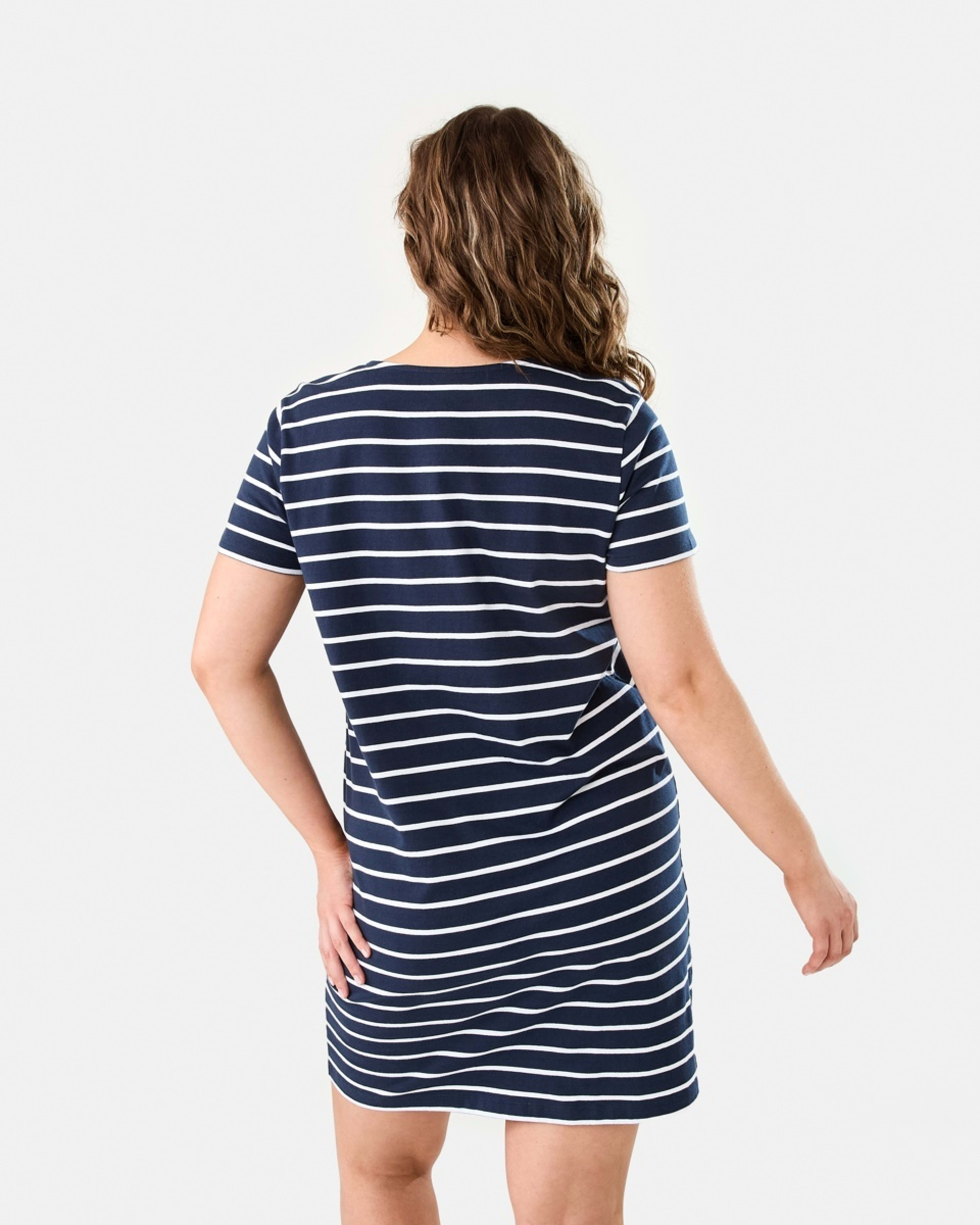 4 Short Sleeve Relaxed T-shirt Mini Dress STRIPE NAVY BLAZER, 4 of 7