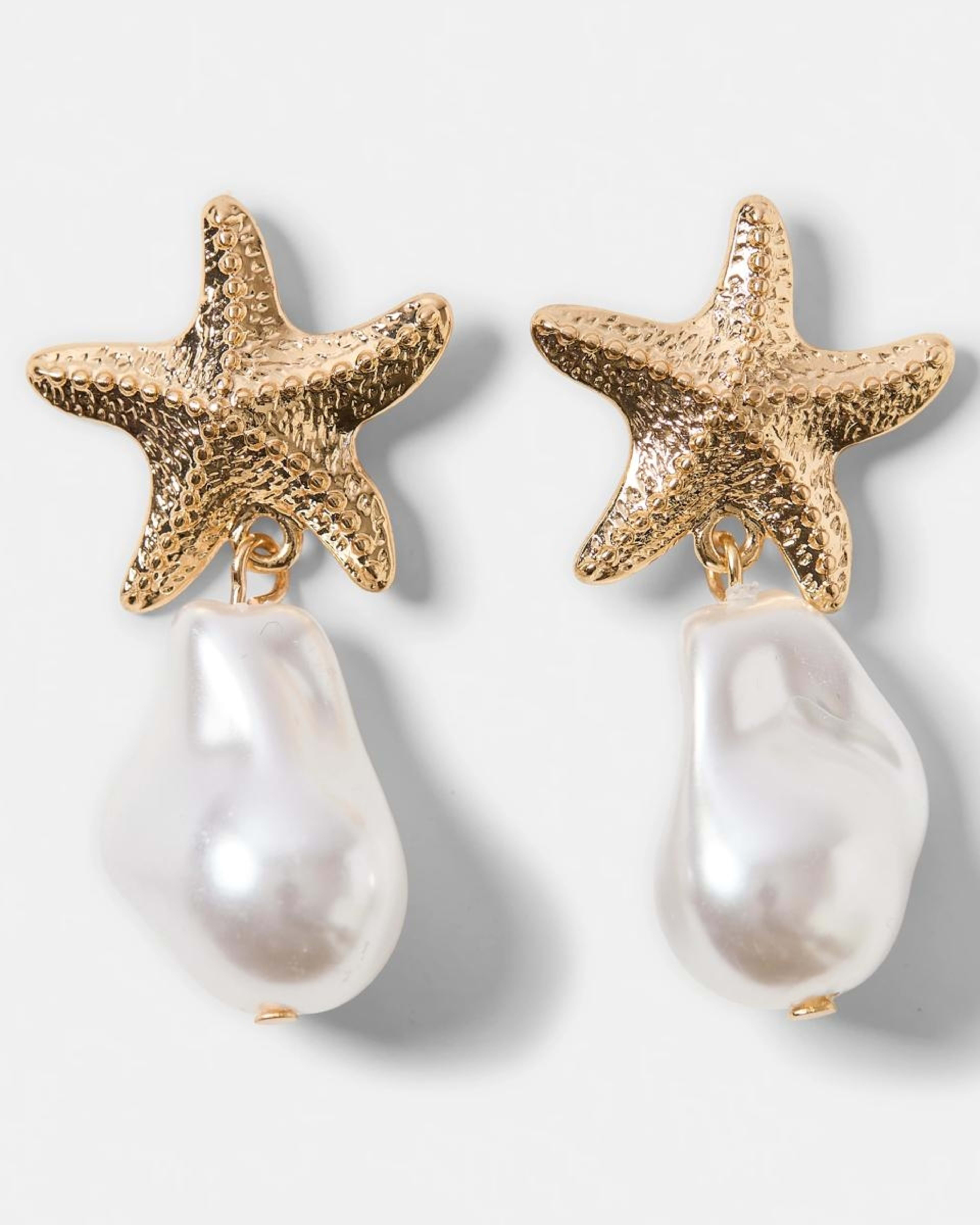 1 Starfish Faux Pearl Drop Earrings - Gold Tone GOLD METAL, 1 of 6