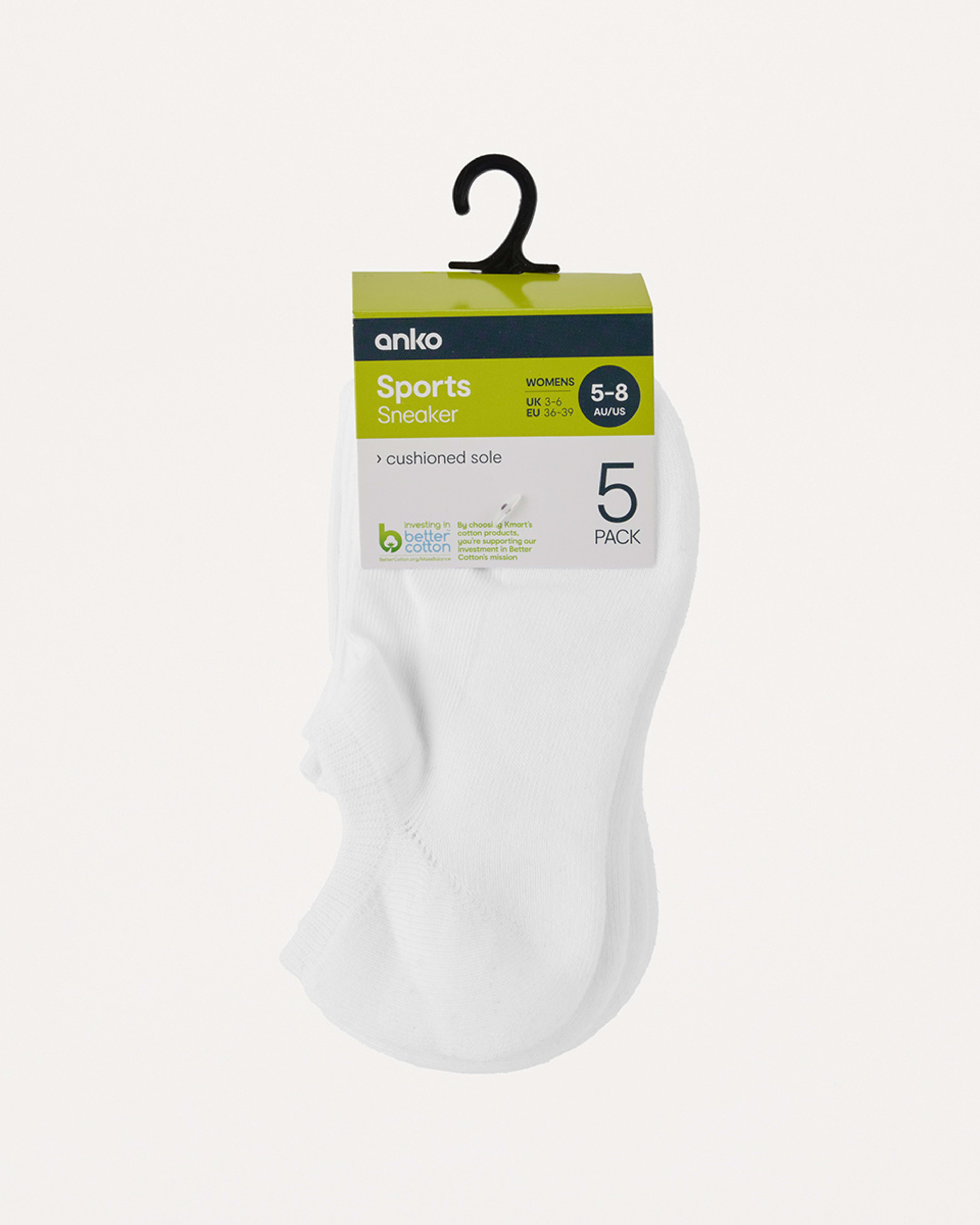3 5 Pack Active Sneaker Socks WHITE, 3 of 3