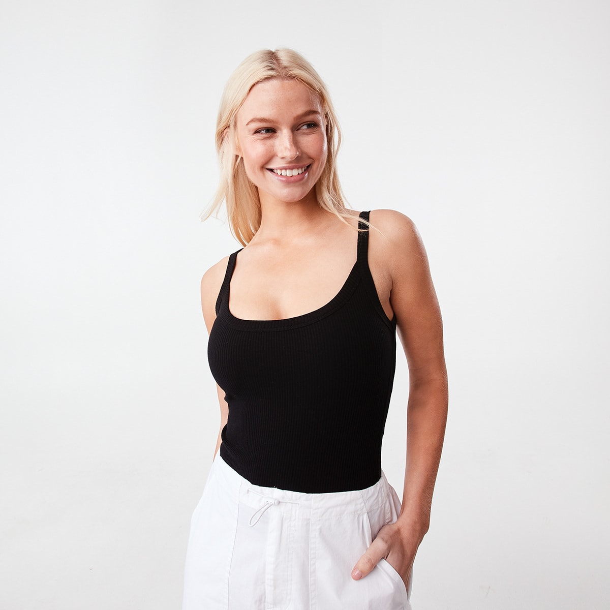 Sleeveless Rib Scoop Cami Top Kmart