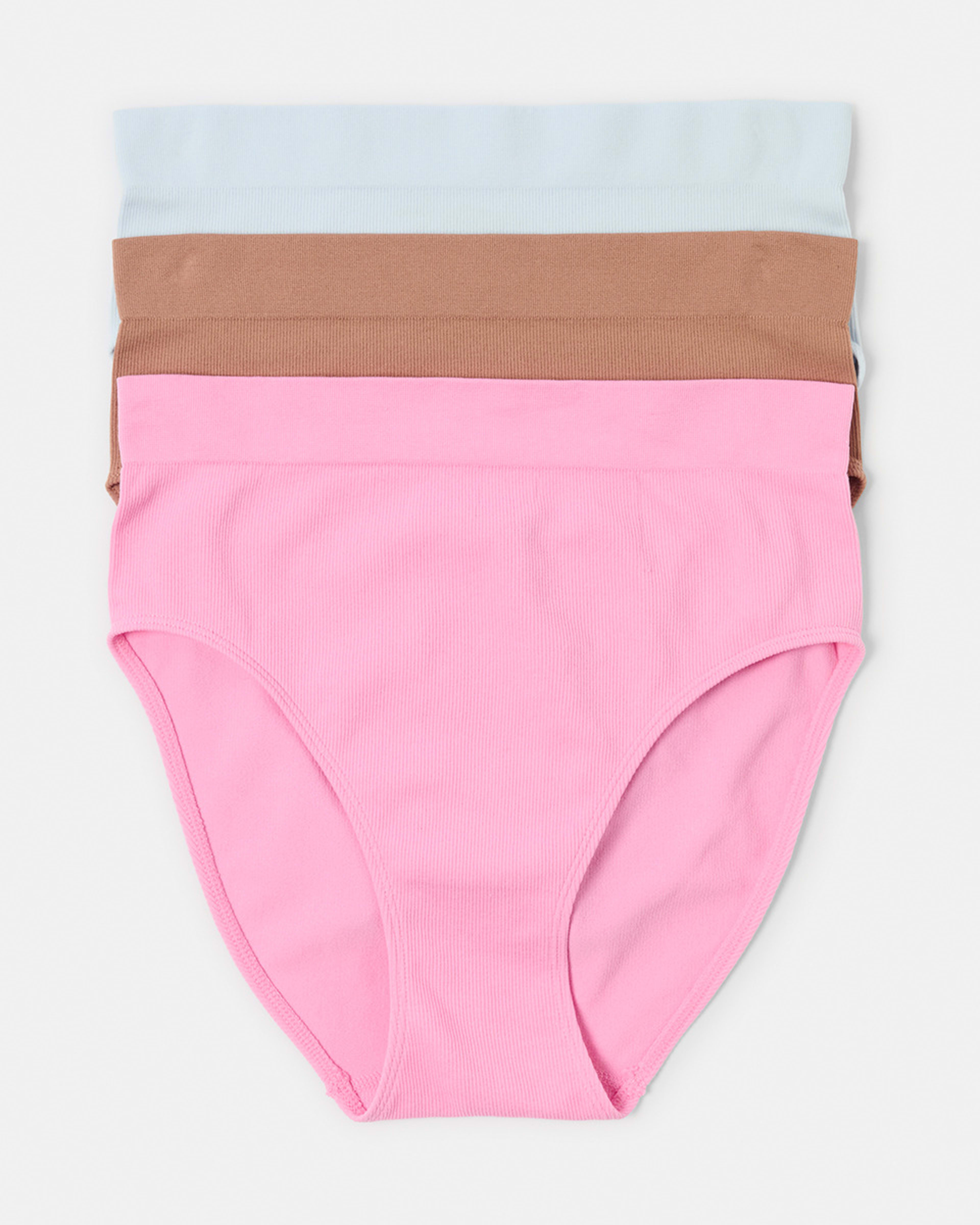 1 3 Pack Rib Seamfree Full Briefs SACHET PINK, SOFT CLAY, HALOGEN BLUE, 1 of 7