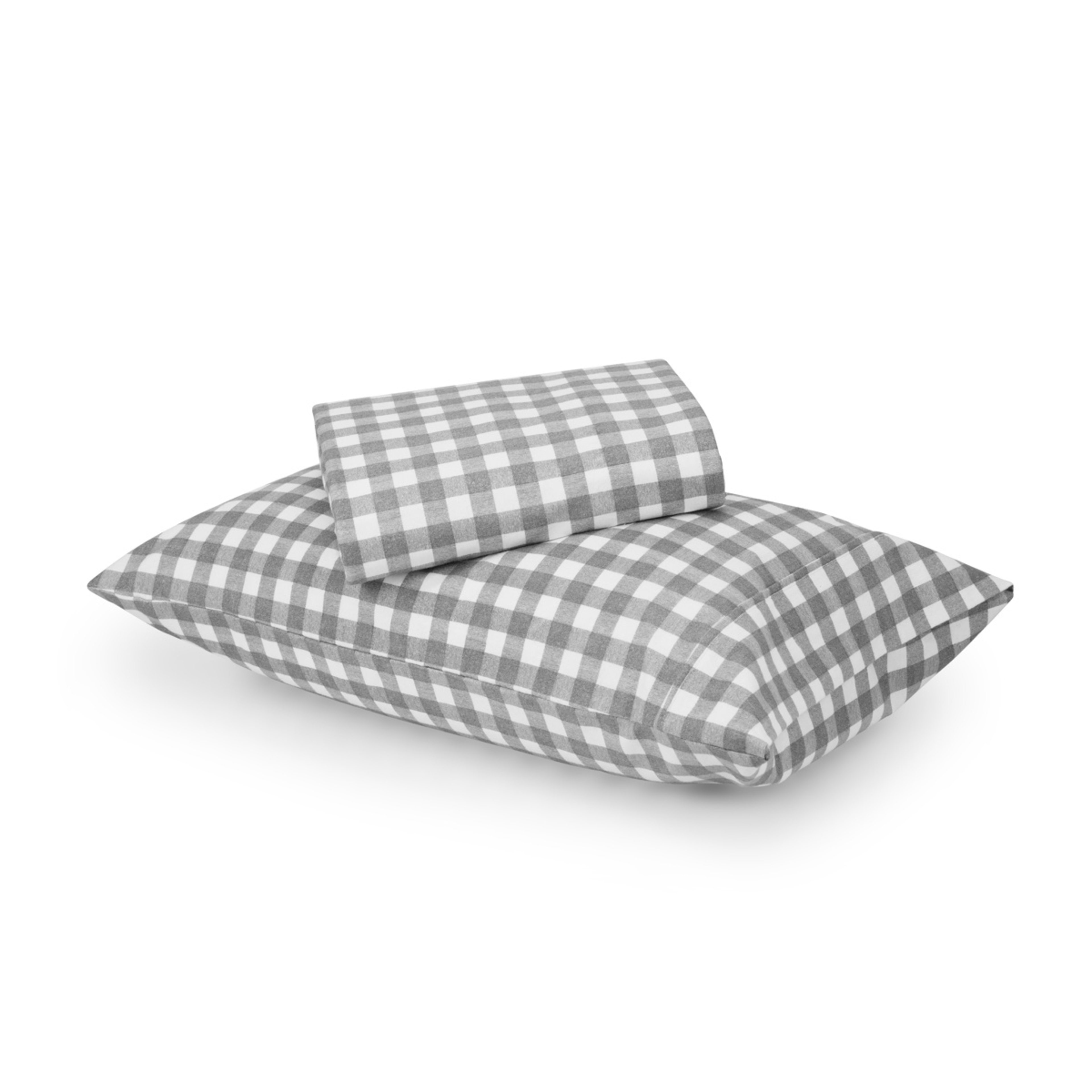 1 Gingham Cotton Flannelette Sheet Set - Single Bed, Grey