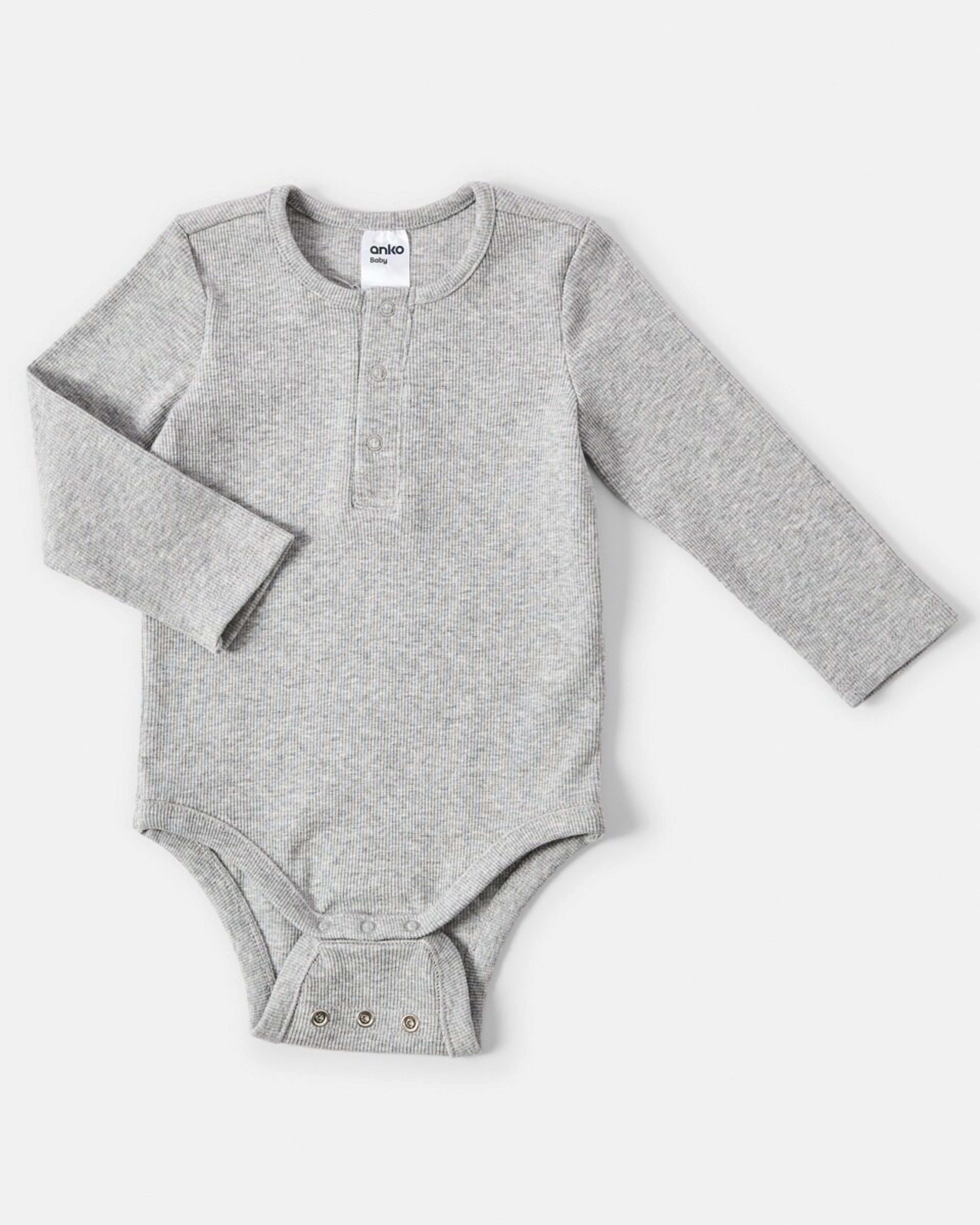 1 Henley Bodysuit Light Grey Marle