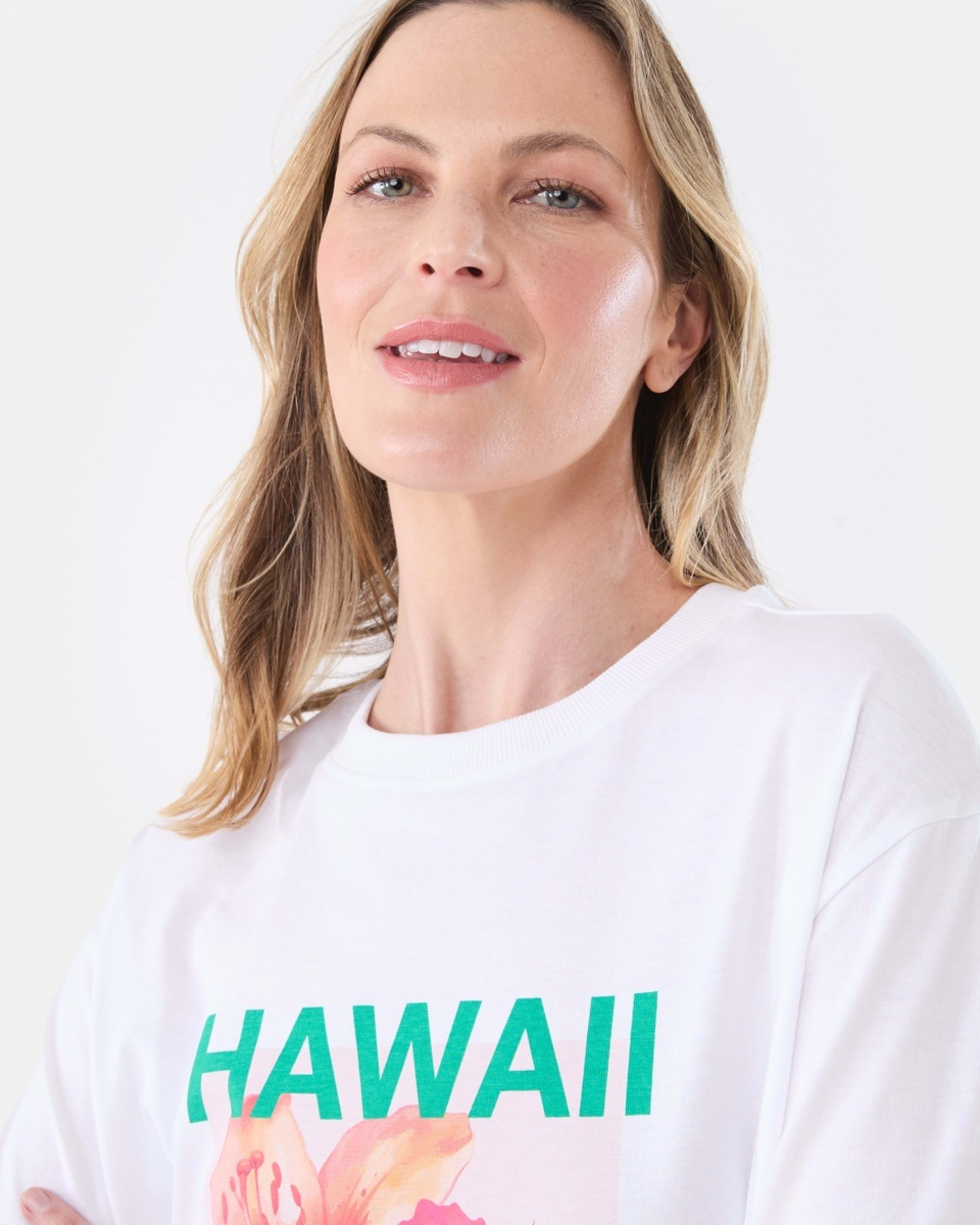 4 Short Sleeve Oversized Boyfriend T-shirt HAWAII WHITE, 4 of 5
