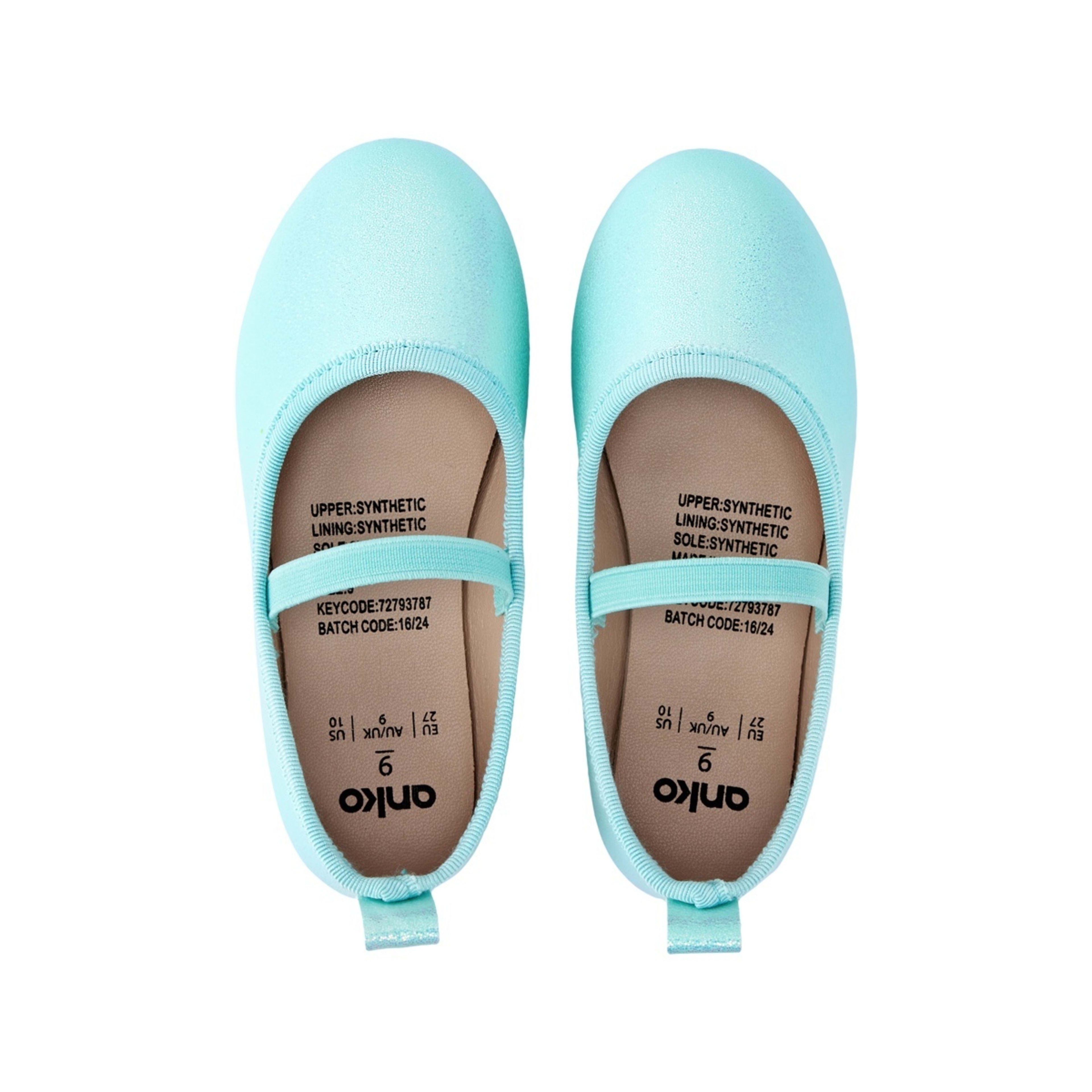 2 Junior Glitter Flats Aqua Shimmer, 2 of 5