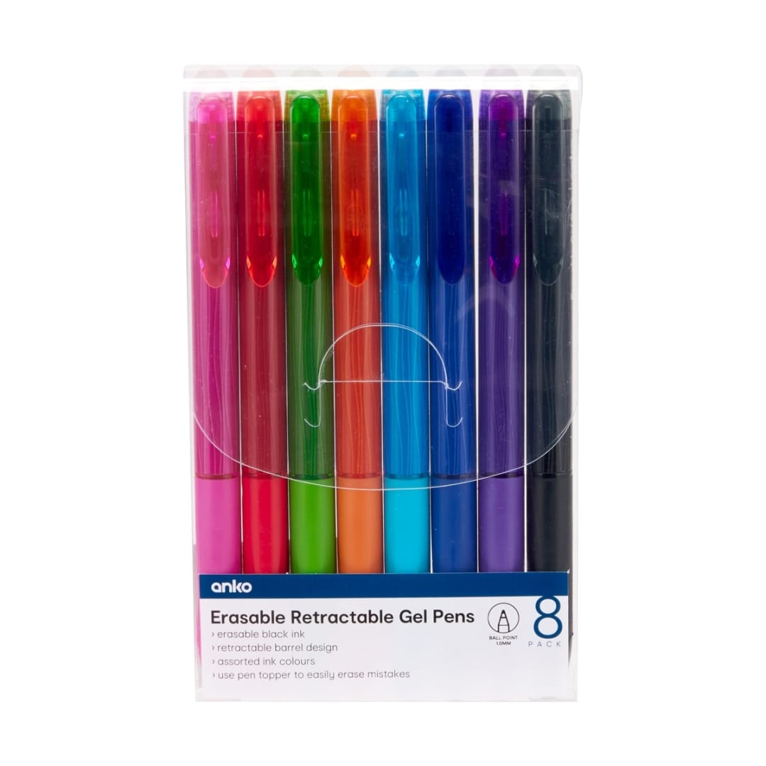 8 Pack Erasable Retractable Gel Pen Kmart