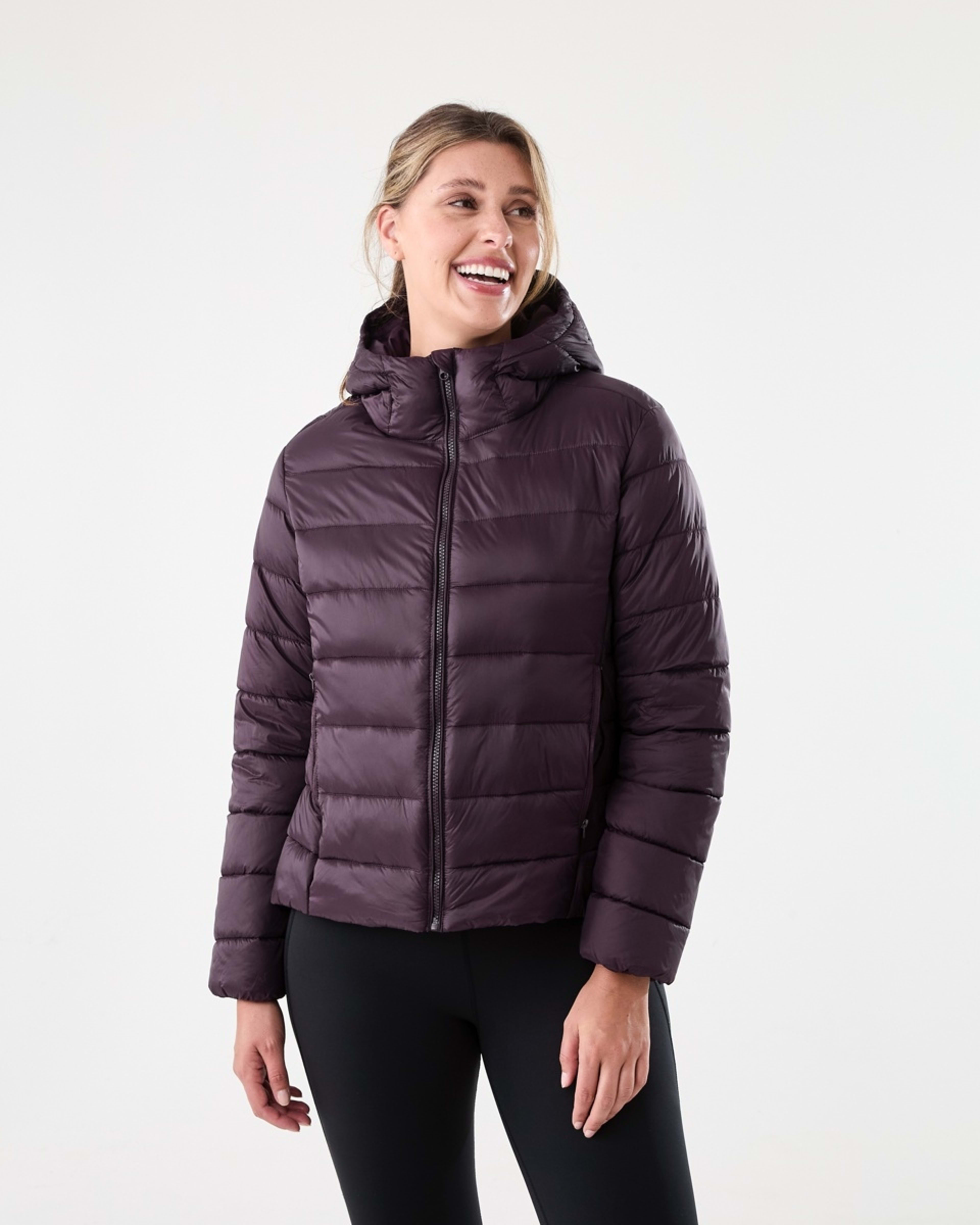 2 Active Womens Packable Puffer Jacket Pur Raisin, 2 of 7