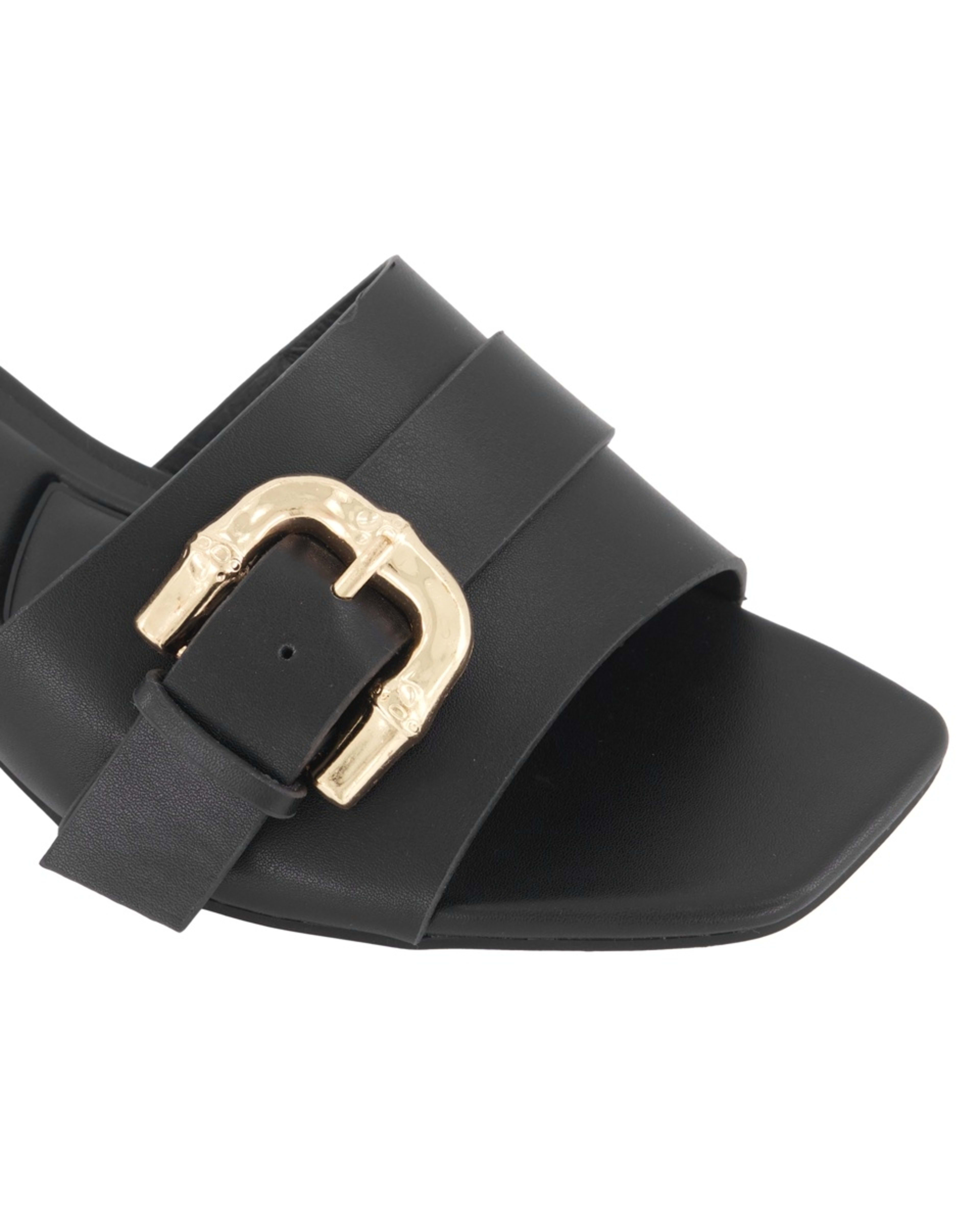 5 Buckle Low Heel Mules Black, 5 of 5