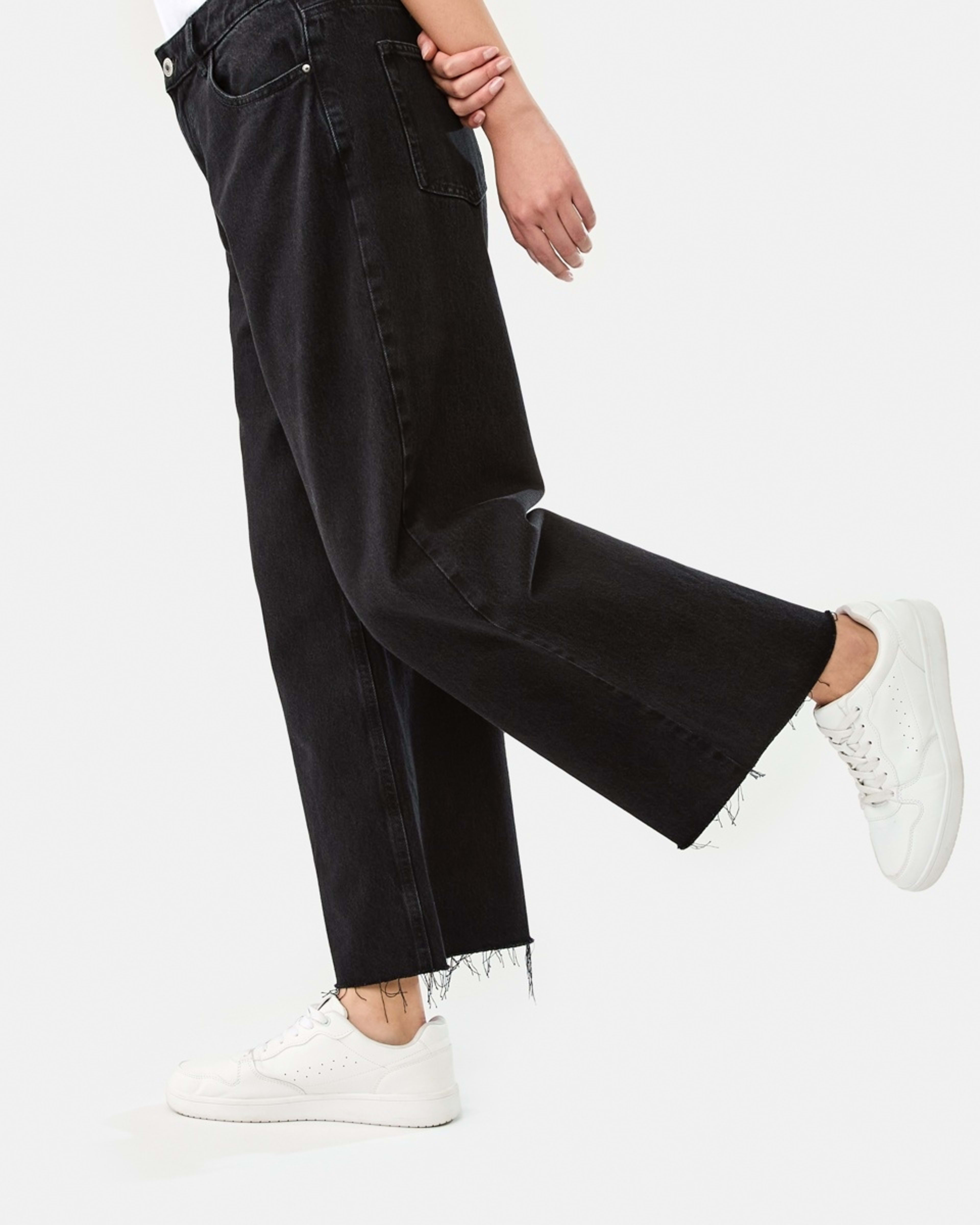 9 Wide Leg Raw Hem Jeans BLACK WASH, 9 of 9