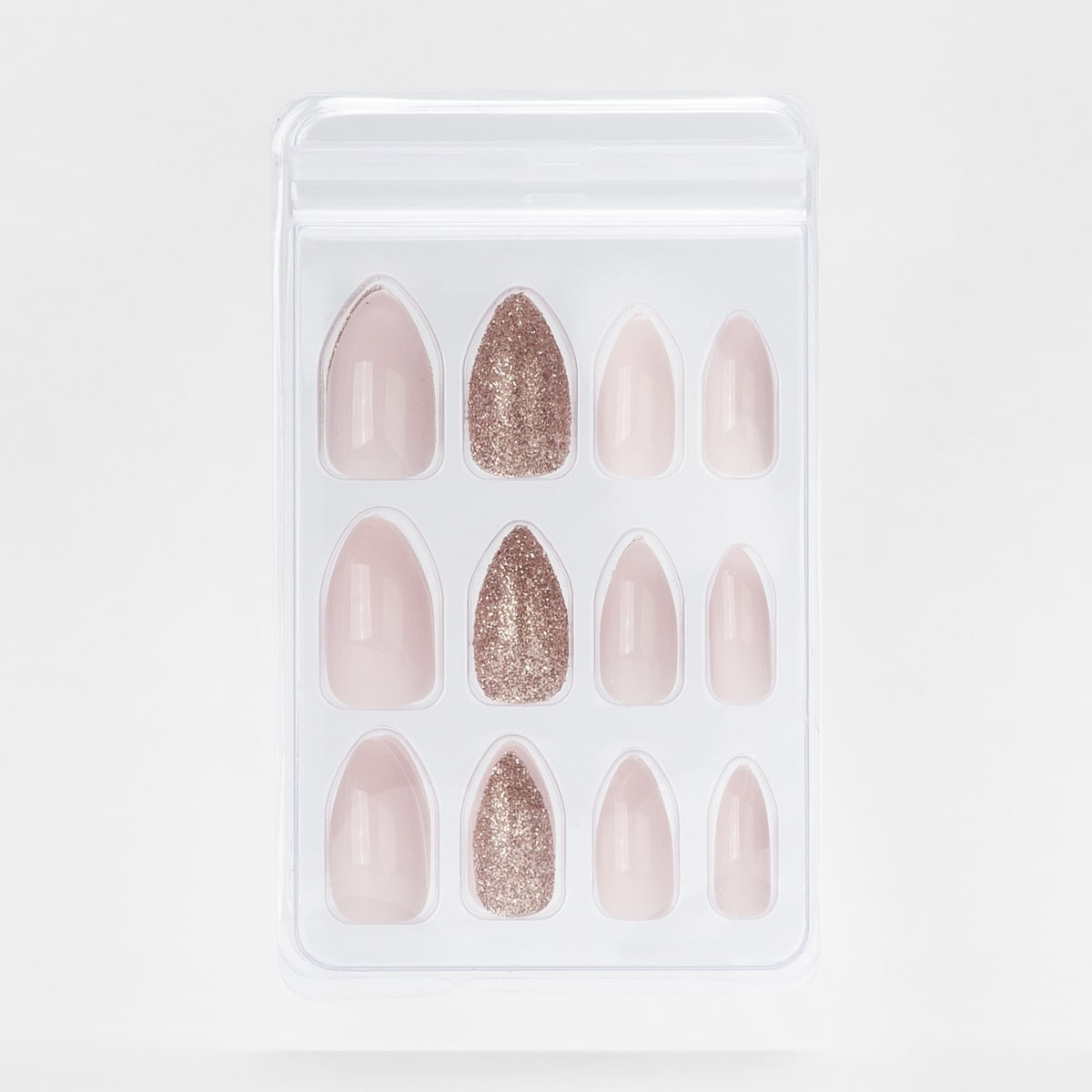 OXX Studio 24 Pack Artificial Nails with Adhesive Pink Glitter Kmart