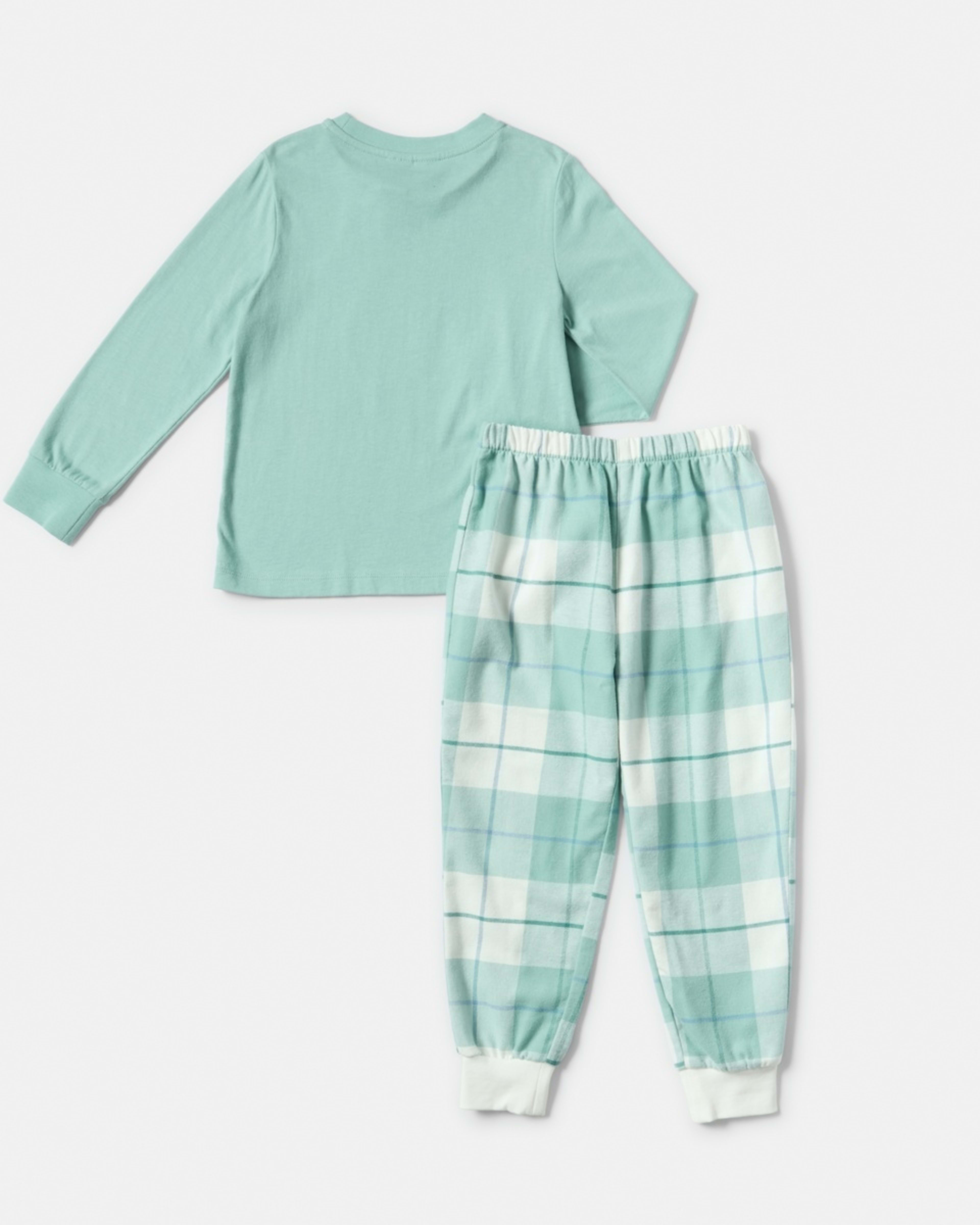 7 Knit Flannel Pyjama Set Grn Dino, 7 of 9
