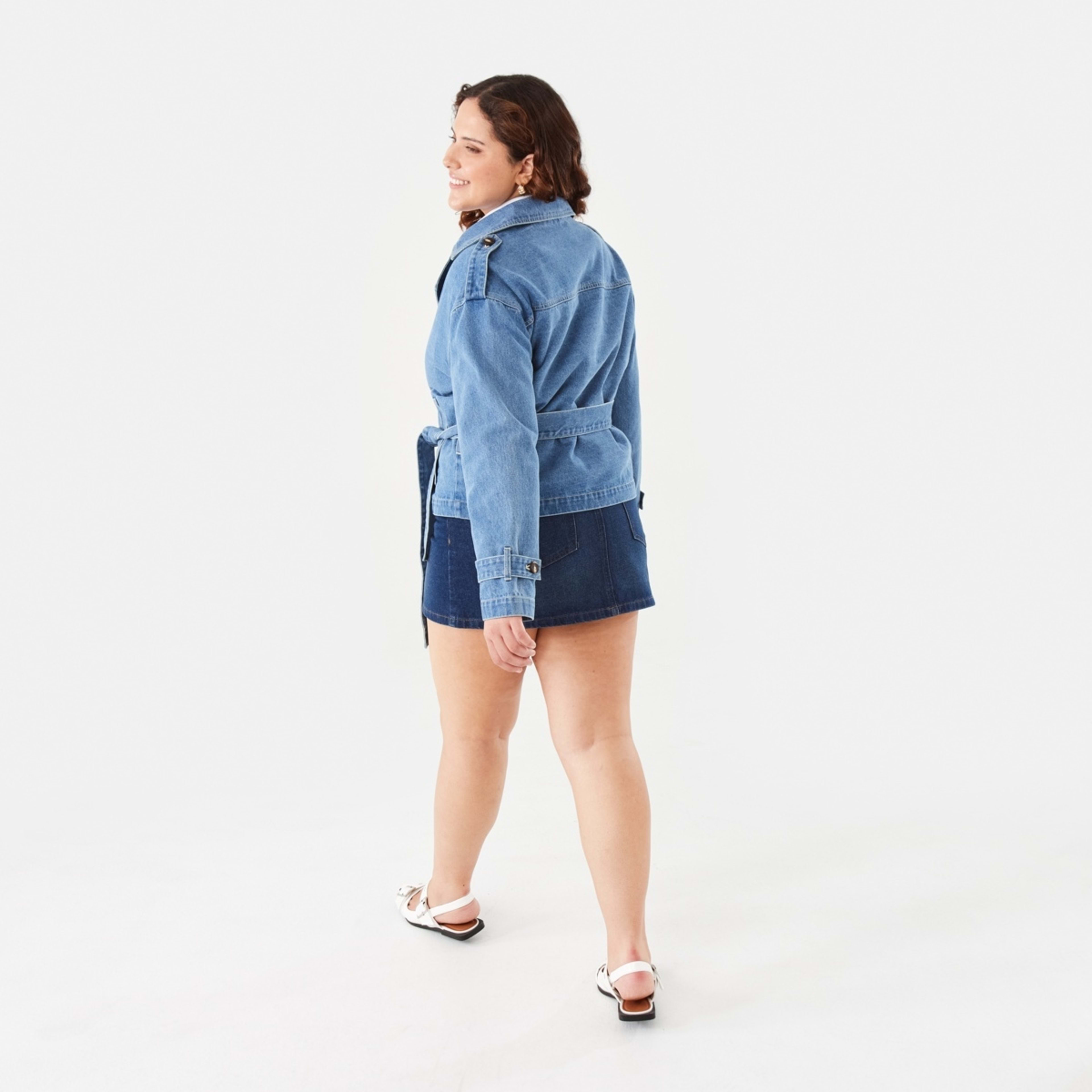 4 Denim Crop Trench Mid Wash, 4 of 10