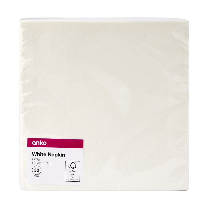 30 Pack White Napkins - Kmart