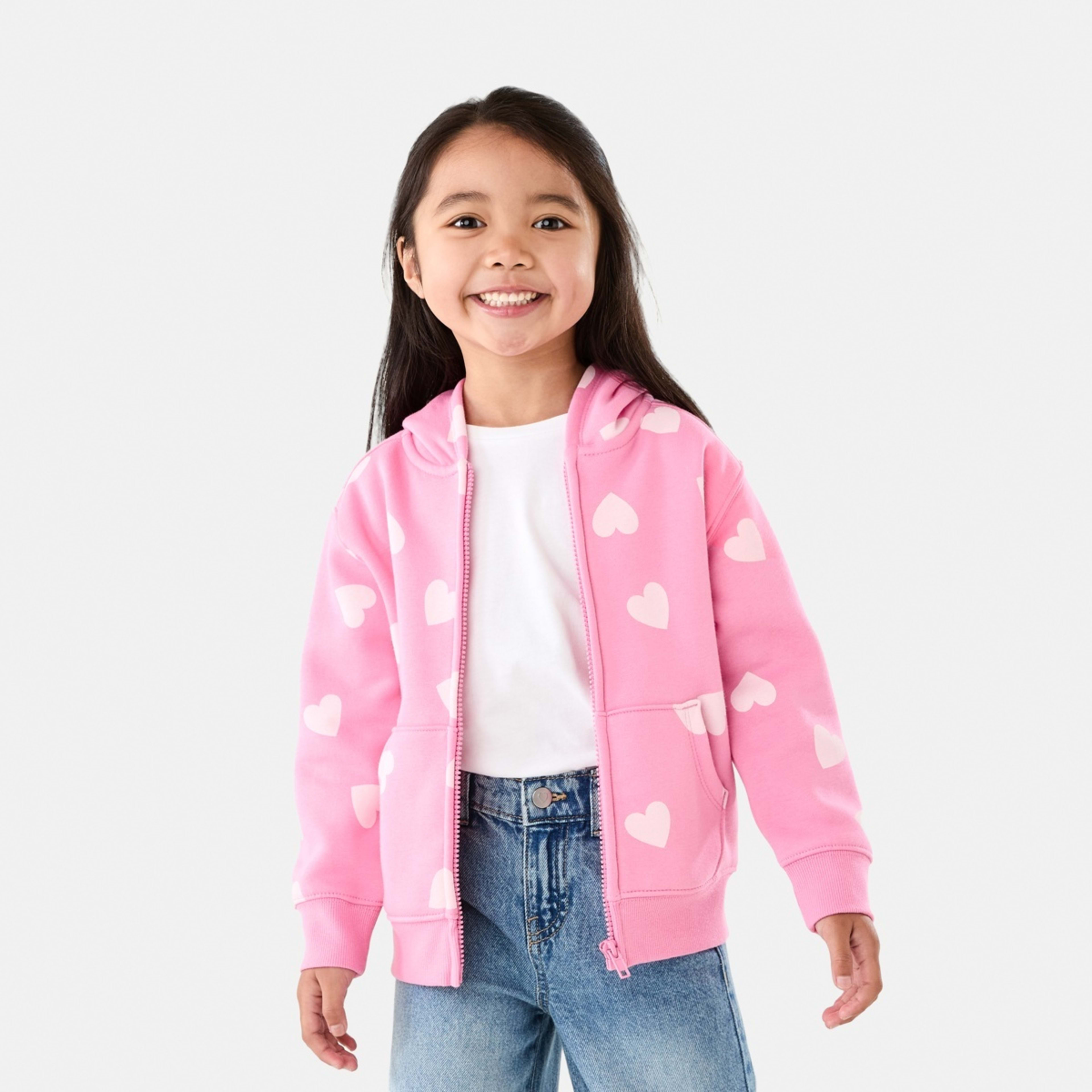 1 Zip Through Hoodie Heart Alot Aurora Pink, 1 of 10