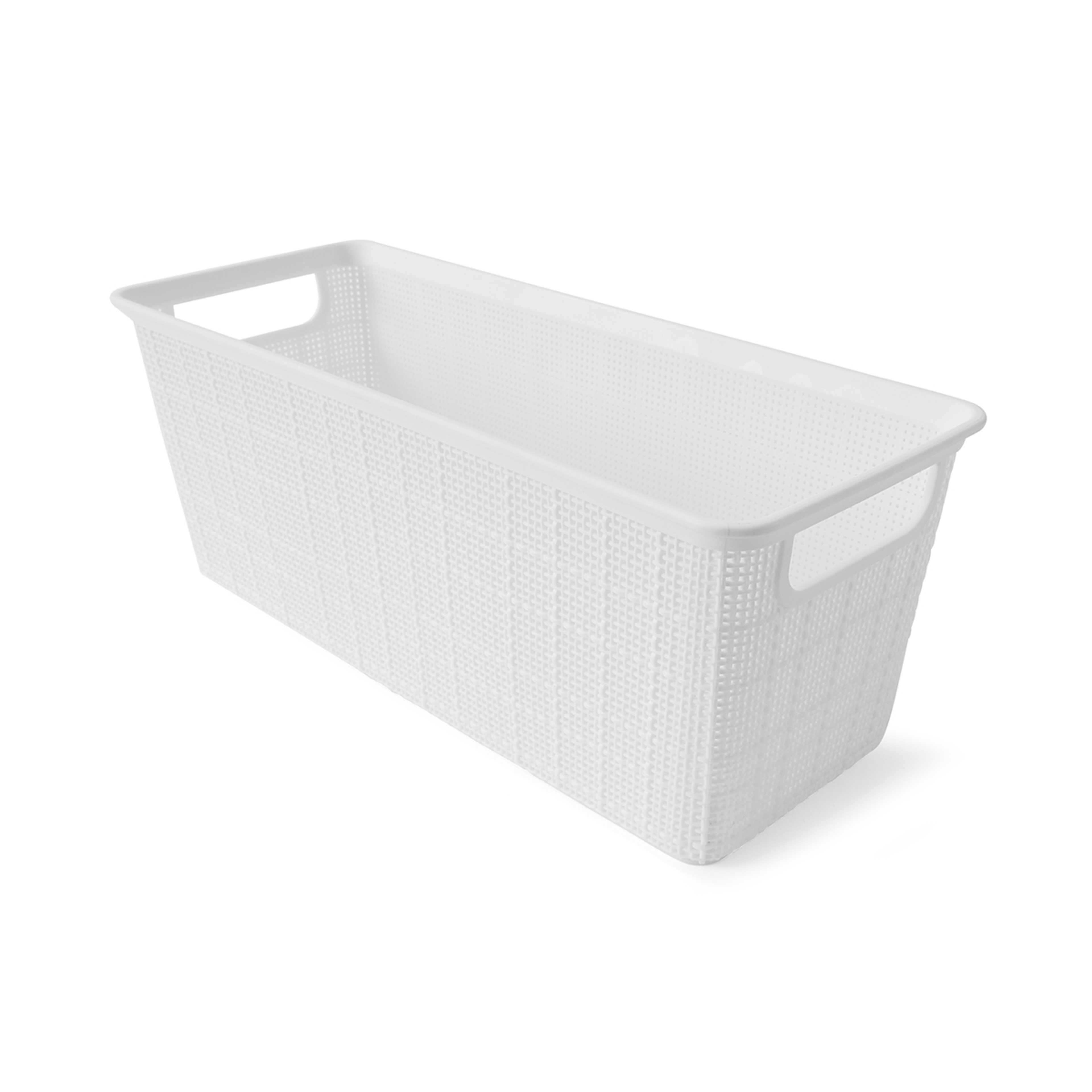 3 4.5L Linen Weave Rectangle Basket - White, 3 of 8
