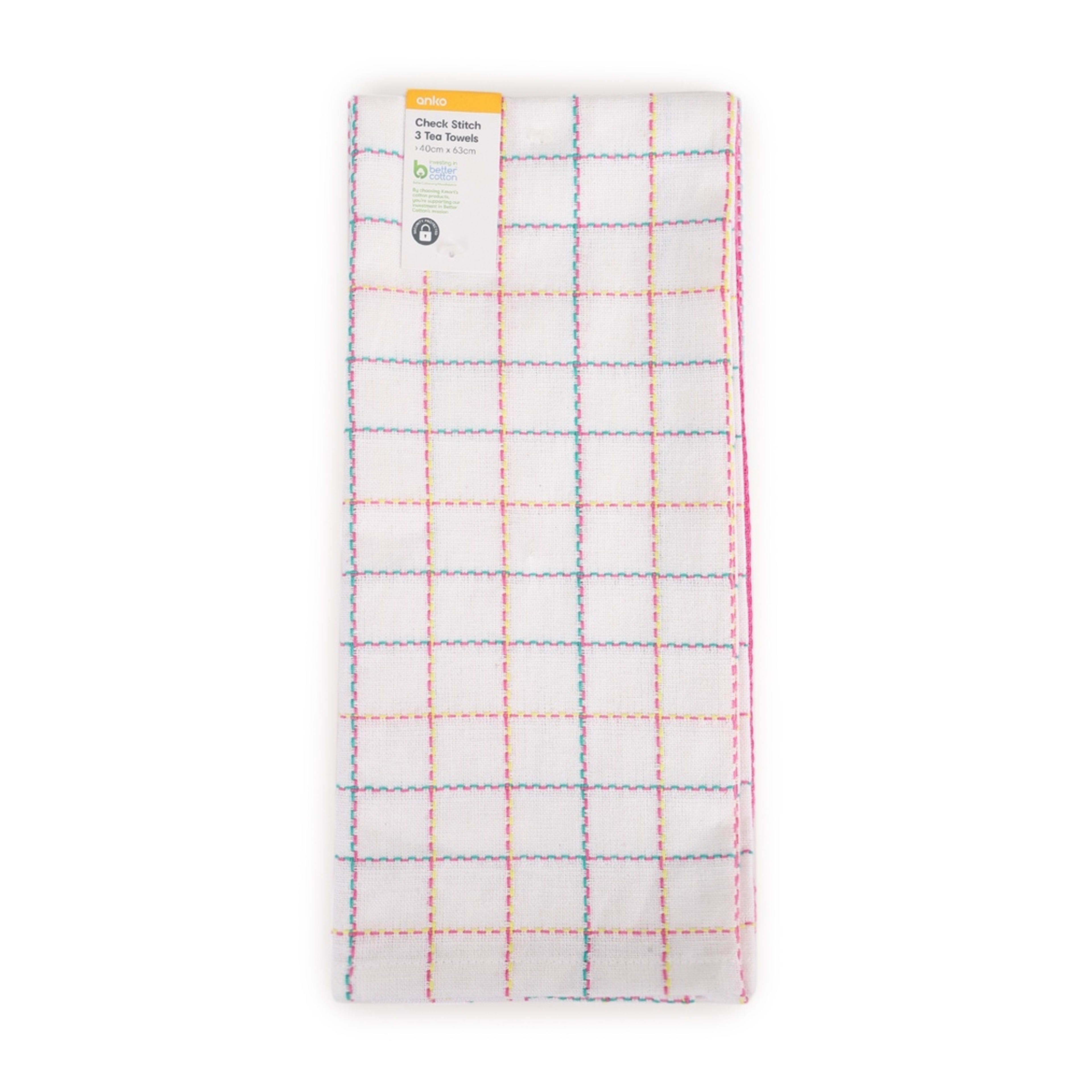 6 3 Pack Check Stitch Tea Towels, 6 of 6