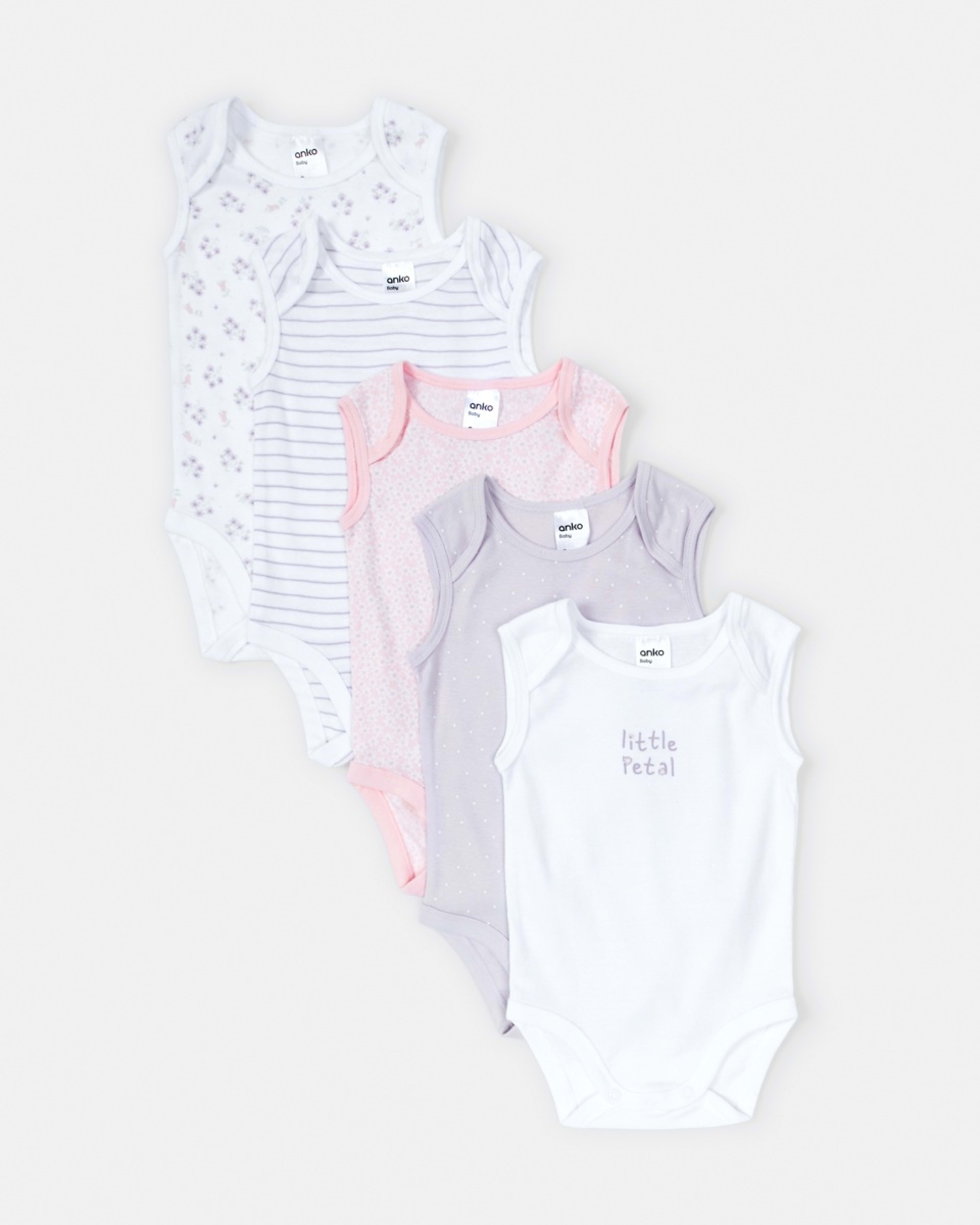 1 5 Pack Sleeveless Bodysuits Floral