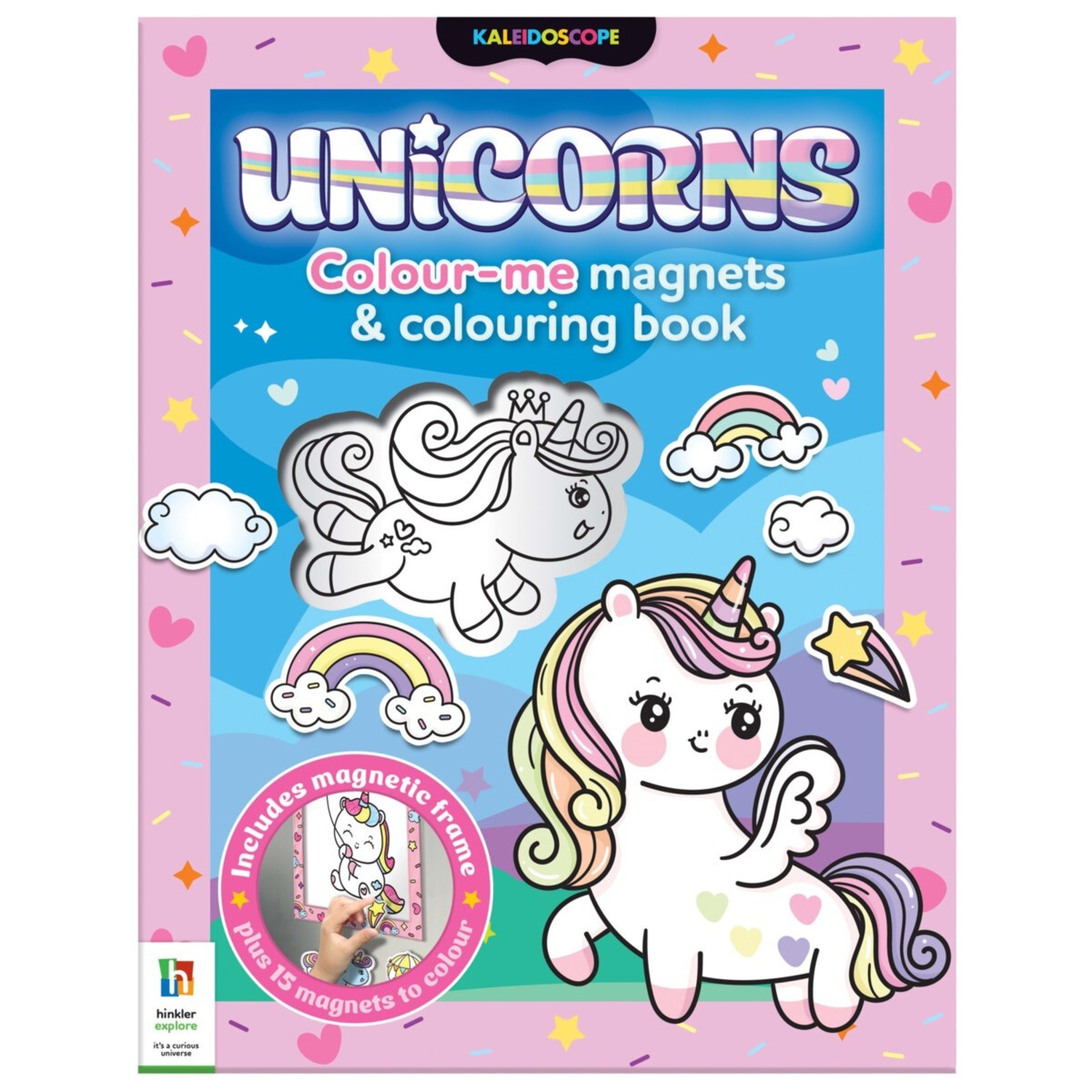 1 Kaleidoscope Unicorns Colour-Me Magnets and Colouring Book