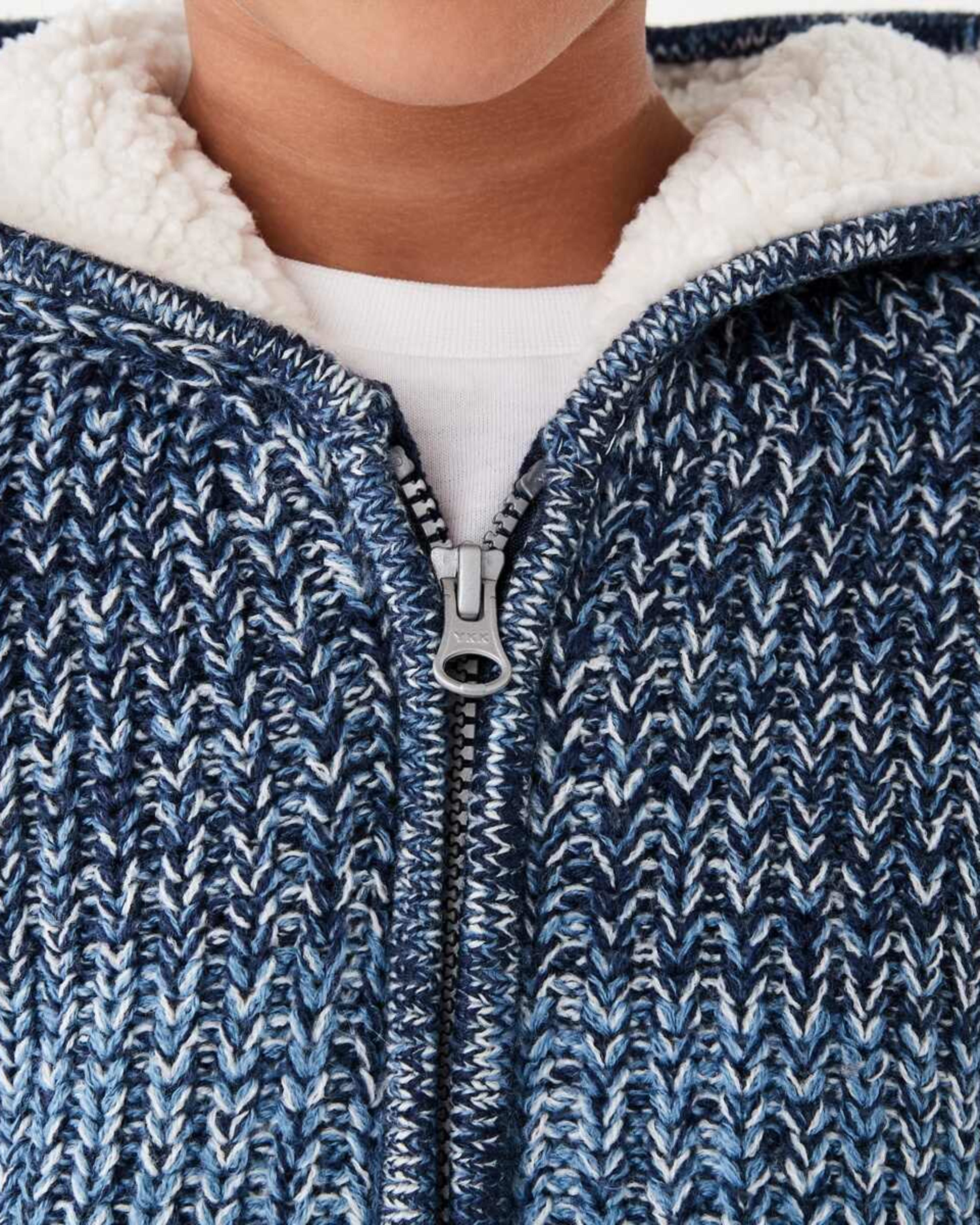 5 Sherpa Knit Hoodie Nvy Twist, 5 of 9