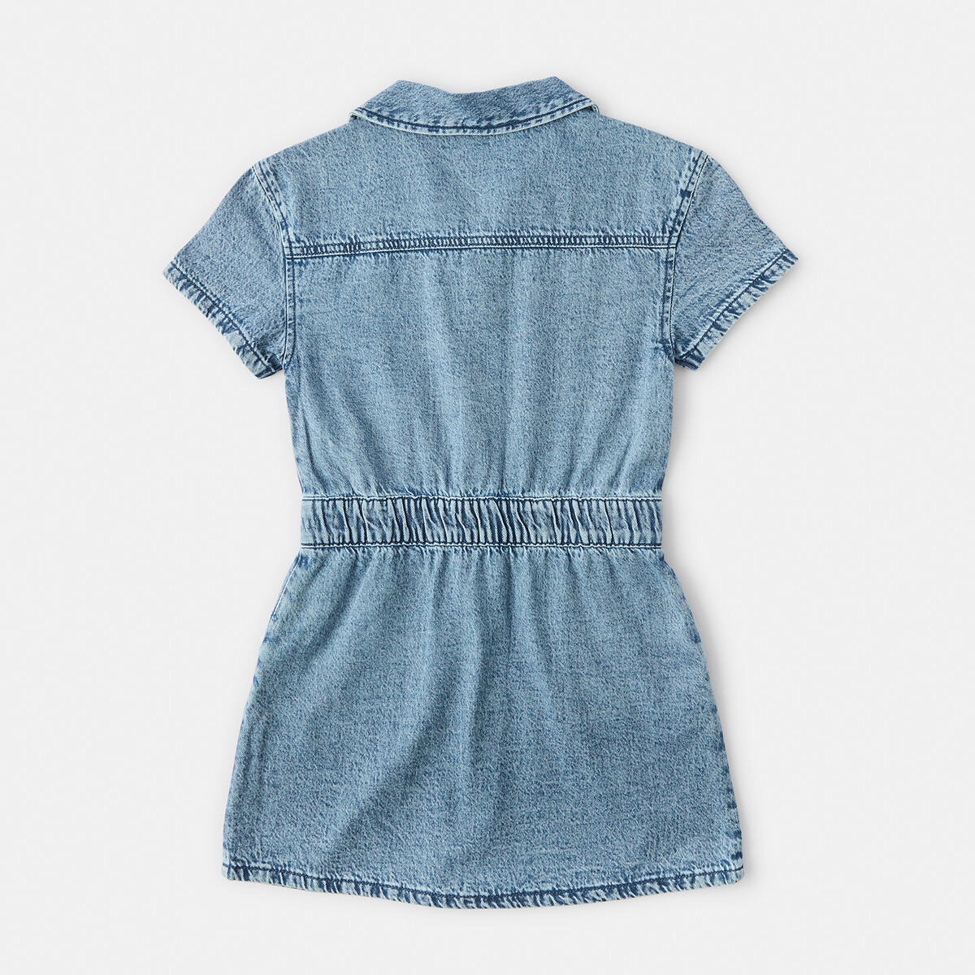 10 Denim Zip Through Dress Mid Denim Wash, 10 of 10