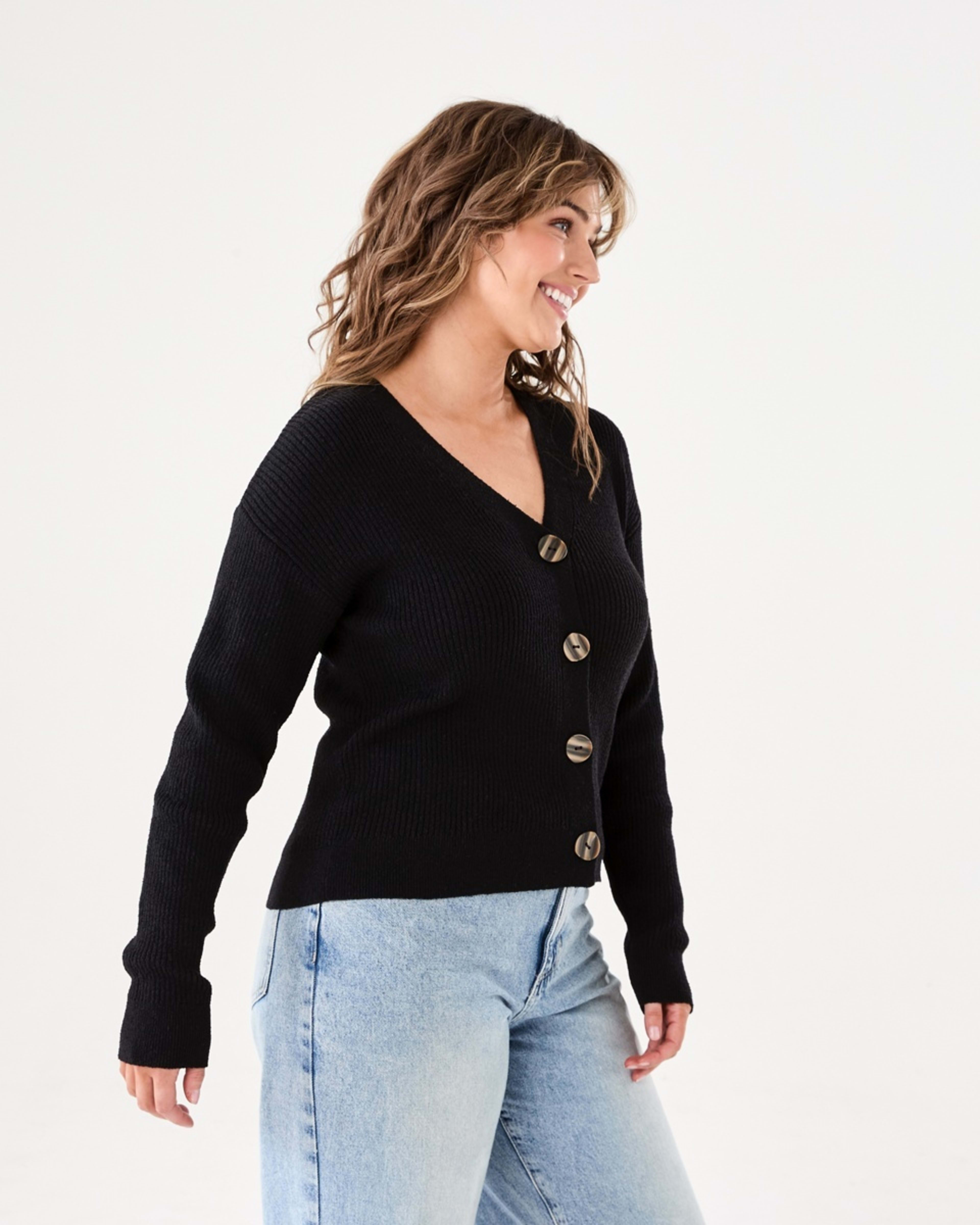 2 Textured V-Neck Cardigan BLACK, 2 of 6
