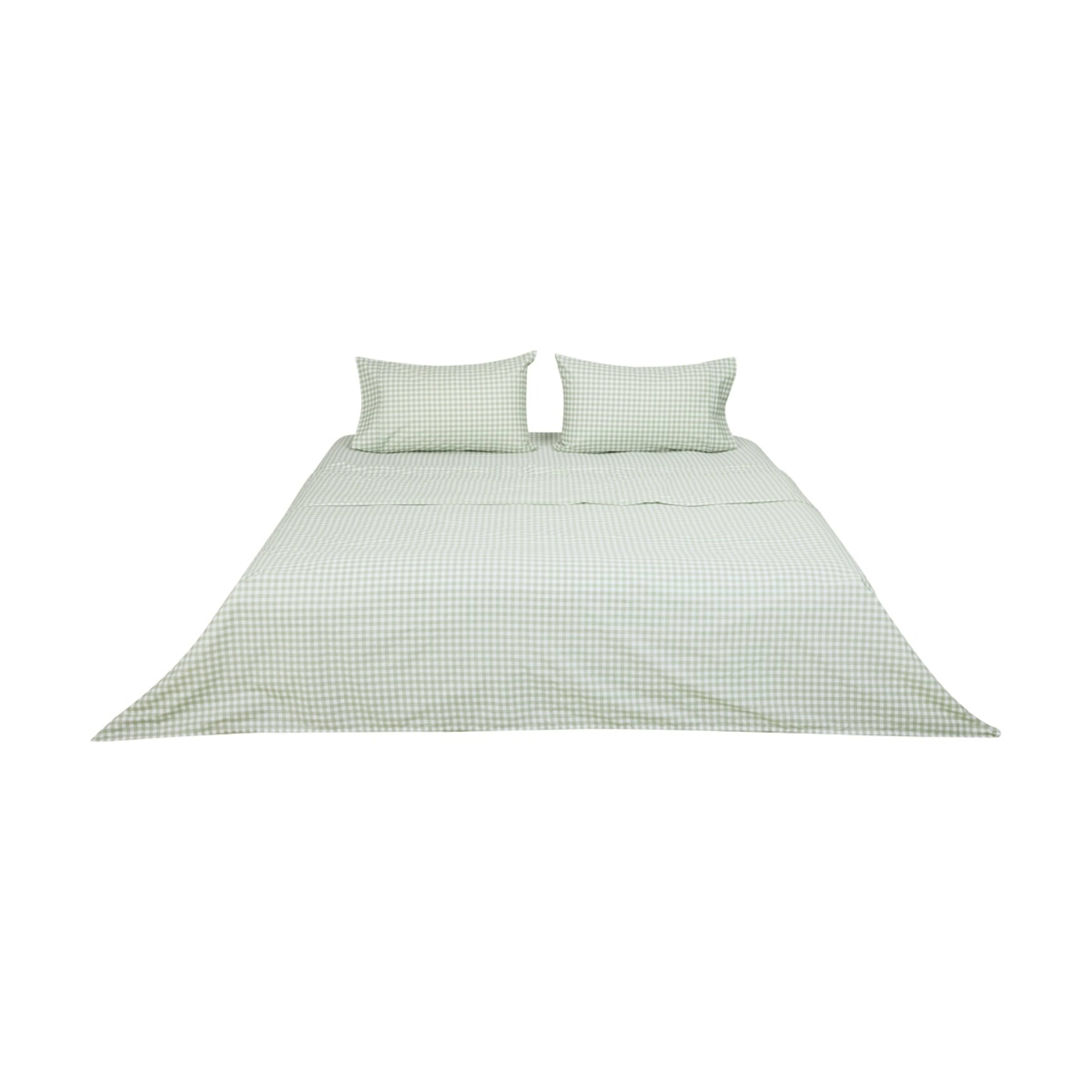 6 250 Thread Count Gingham Cotton Sheet Set - King Bed, Sage, 6 of 7