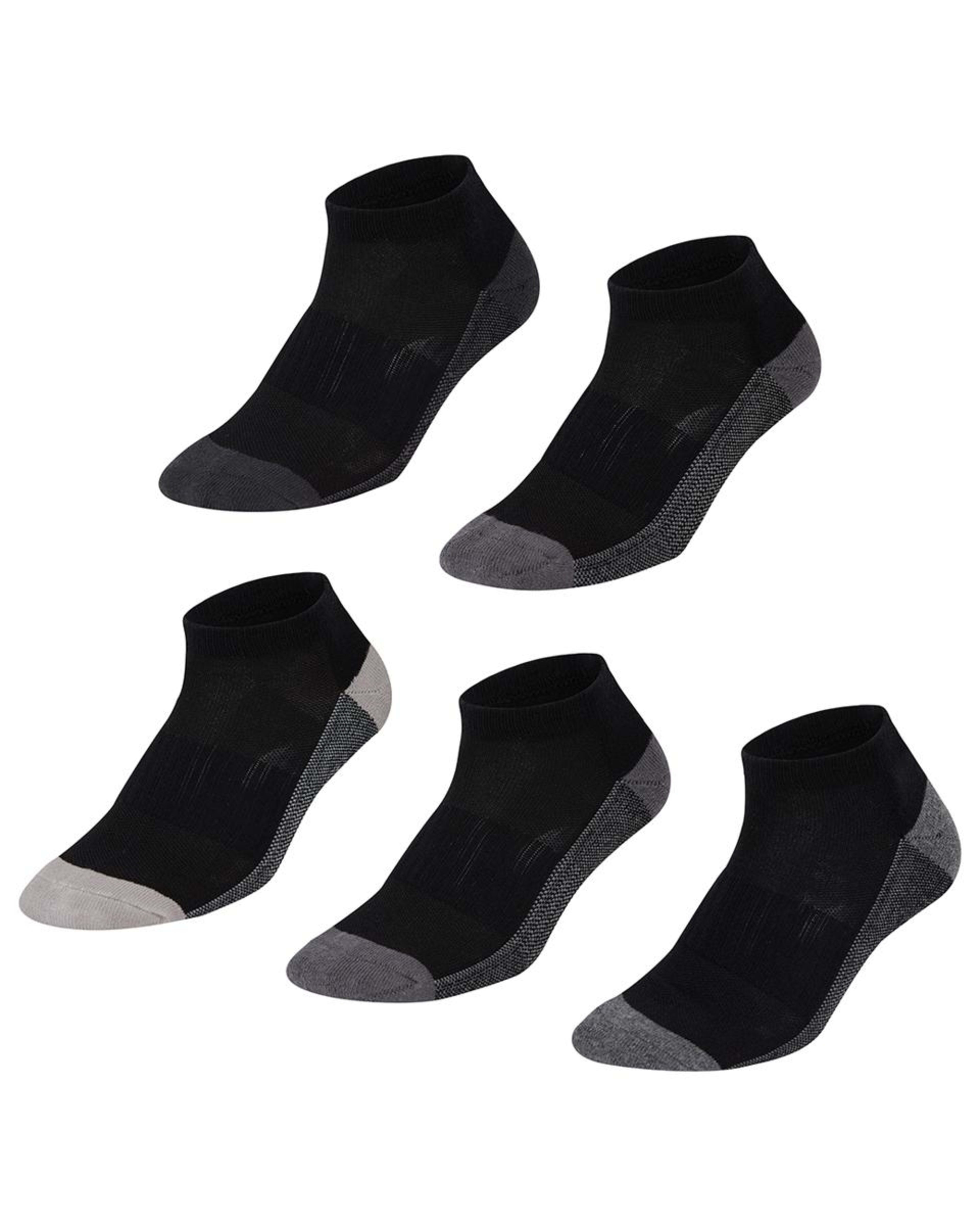1 Active 5 Pack Low Cut Tough Sports Socks Black