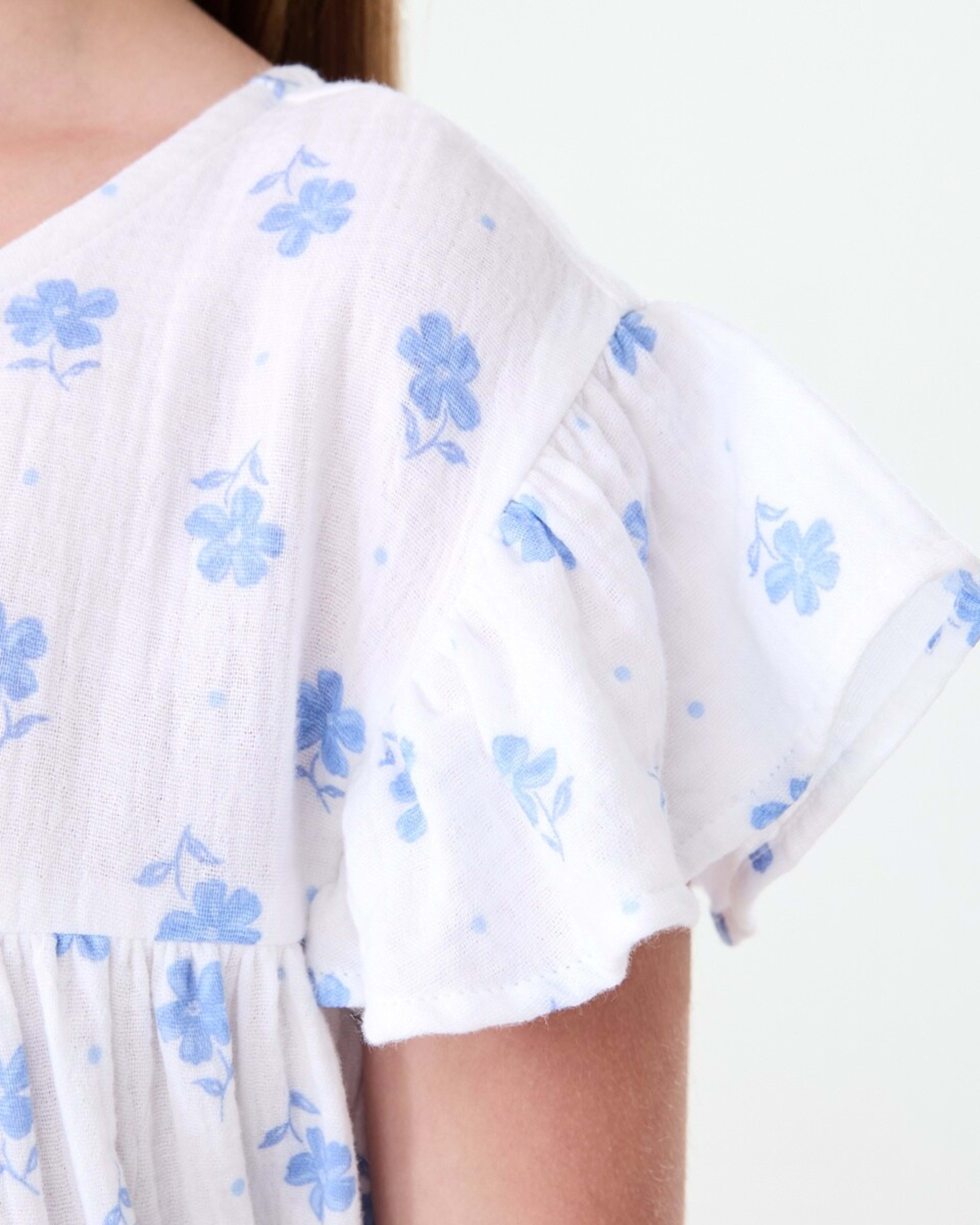 4 Woven Dress PANSY BLOOMS WHITE, 4 of 8