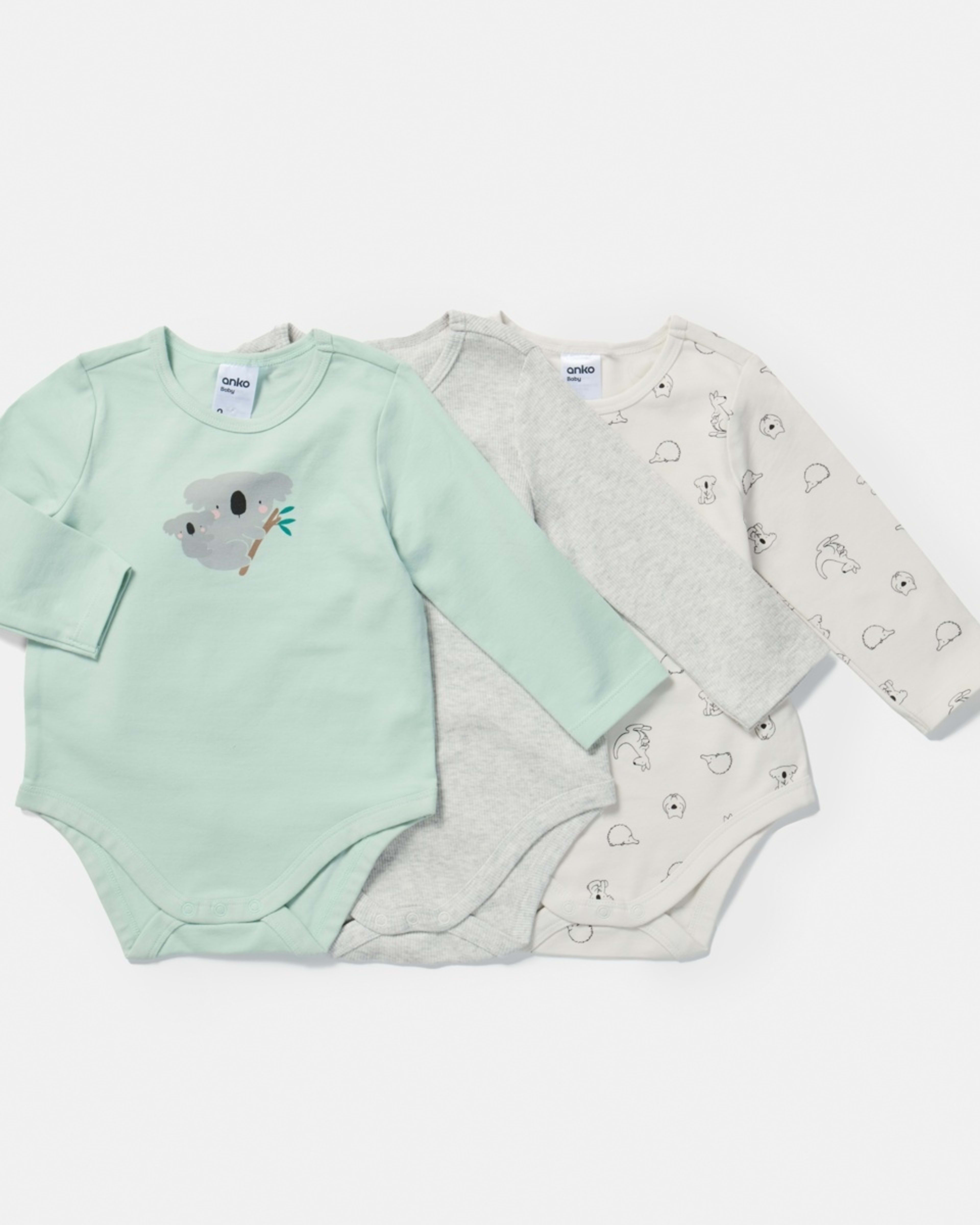 1 3 Pack Bodysuits Grn Koala, 1 of 8