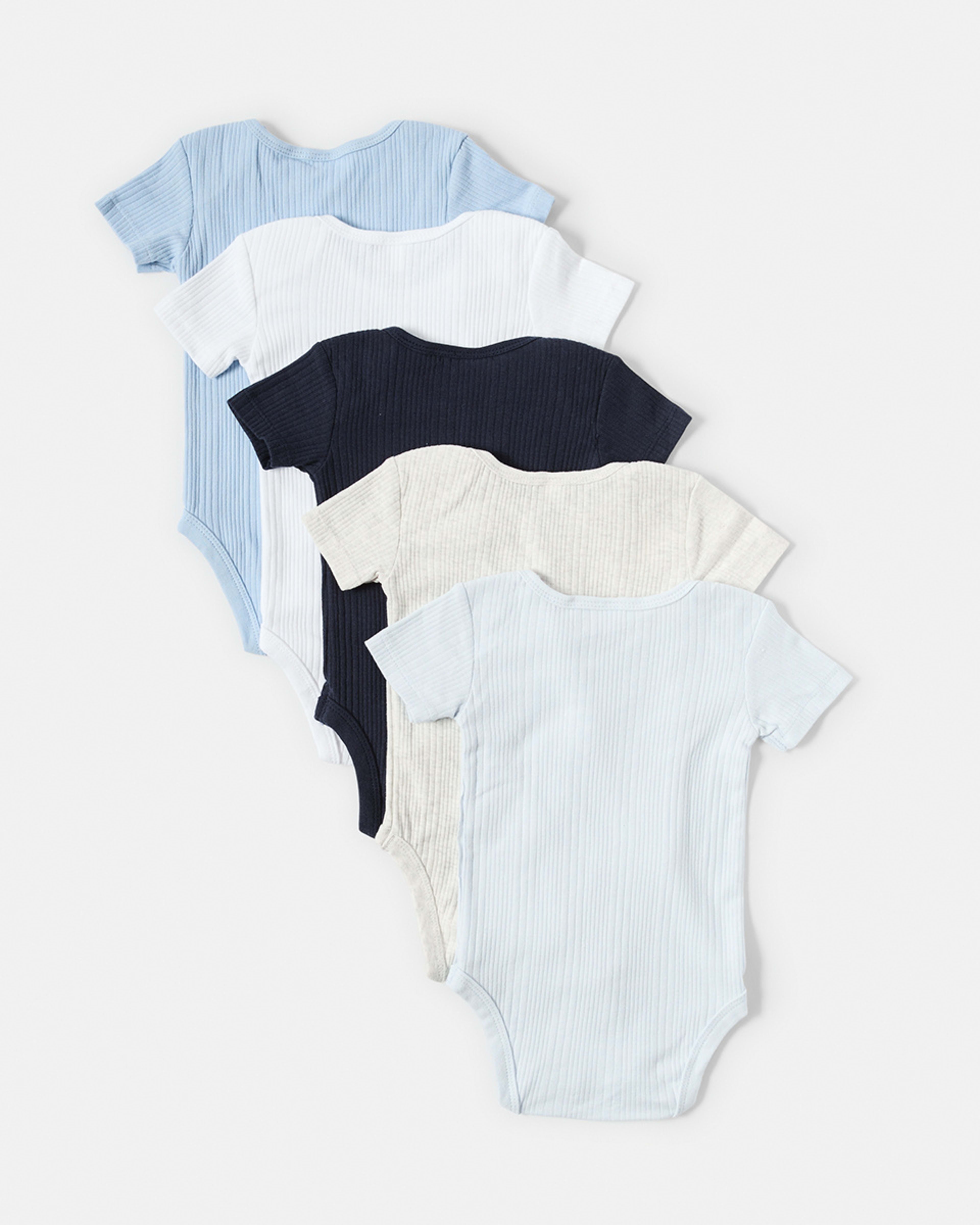 2 5 Pack Short Sleeve Bodysuits Baby Blue Multi Pack, 2 of 10