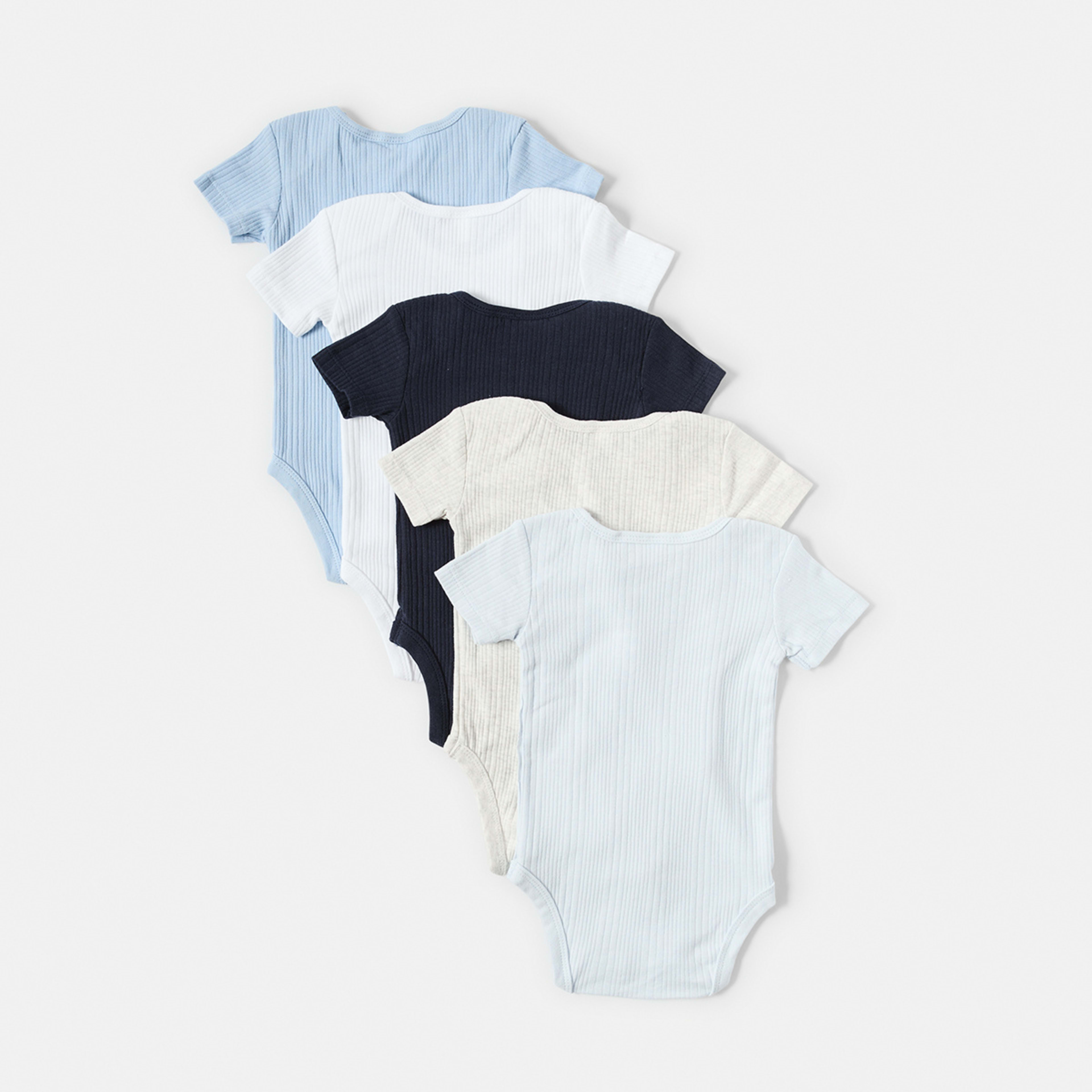2 5 Pack Short Sleeve Bodysuits Baby Blue Multi Pack, 2 of 10