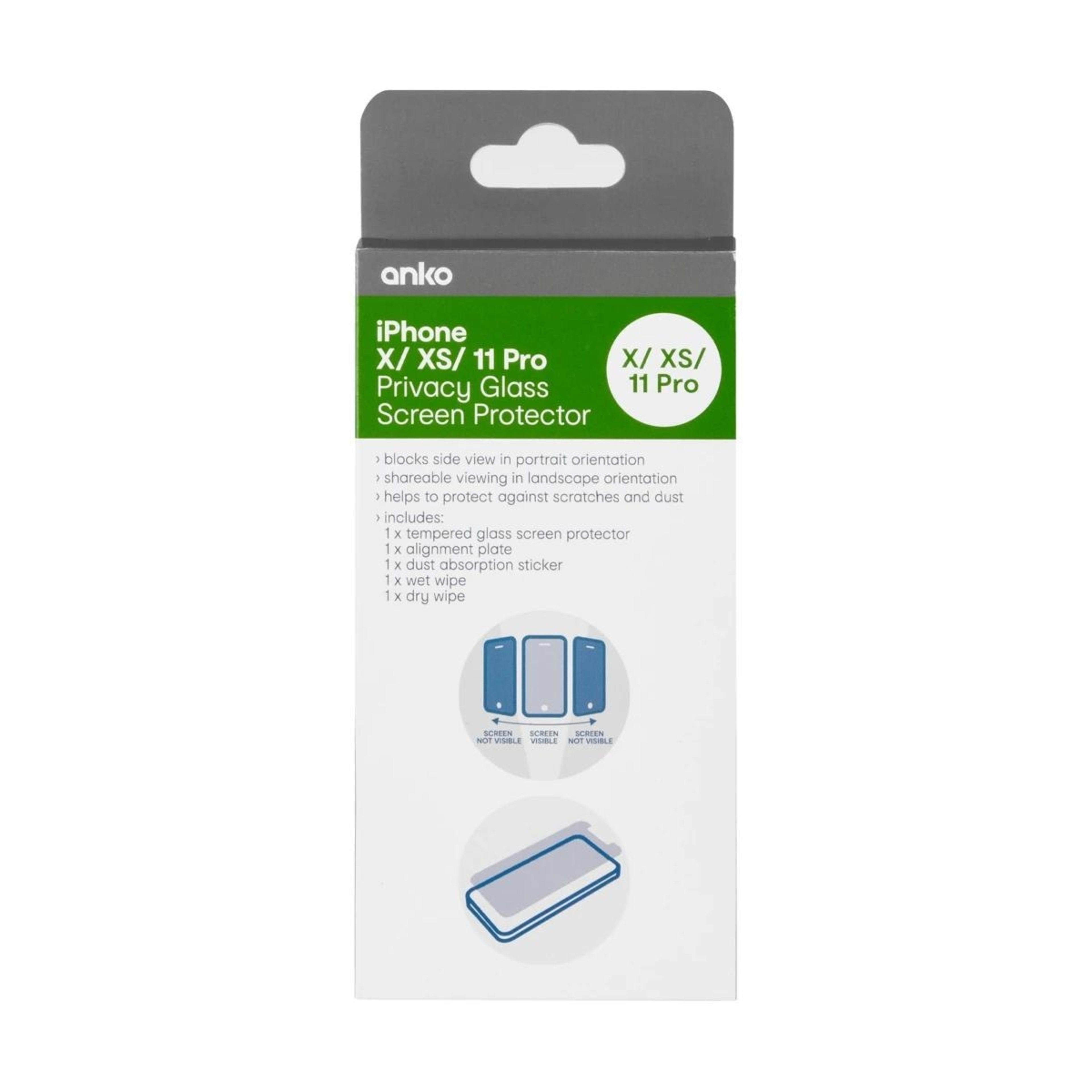 1 iPhone X/ XS Privacy Hardened Glass Screen Protector, 1 of 5